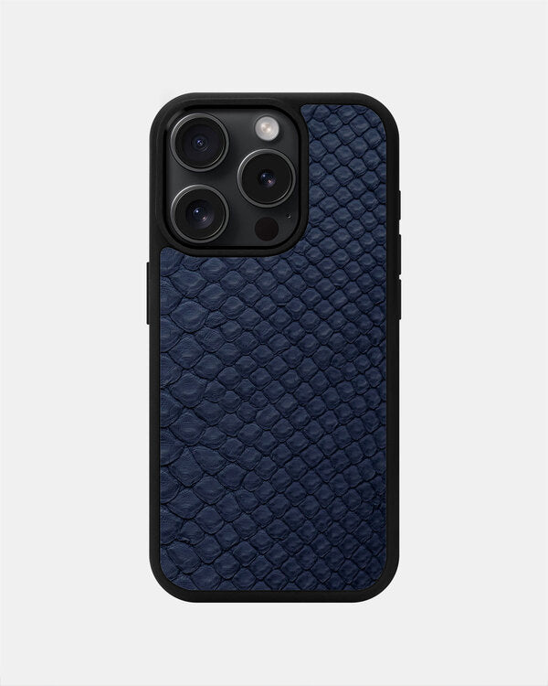 Dark blue Python Skin Sport Case for iPhone 15 Pro