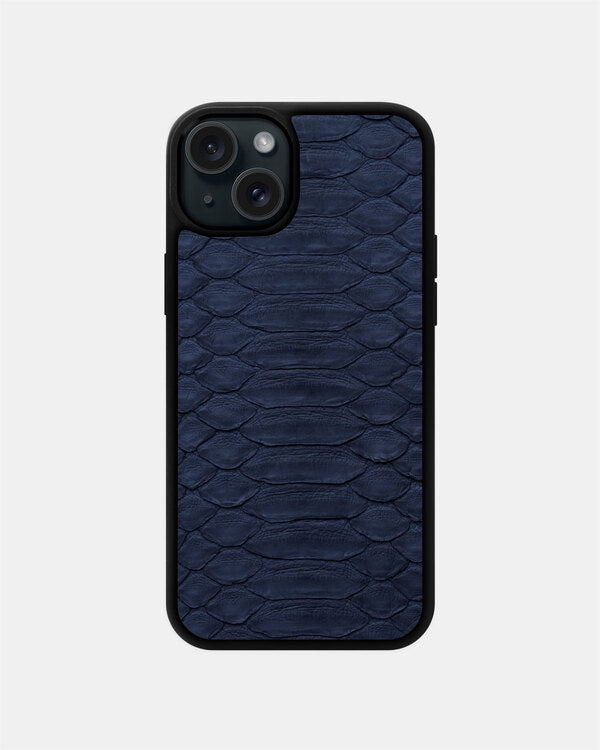 Navy blue Python Leather Sport Case for iPhone 15