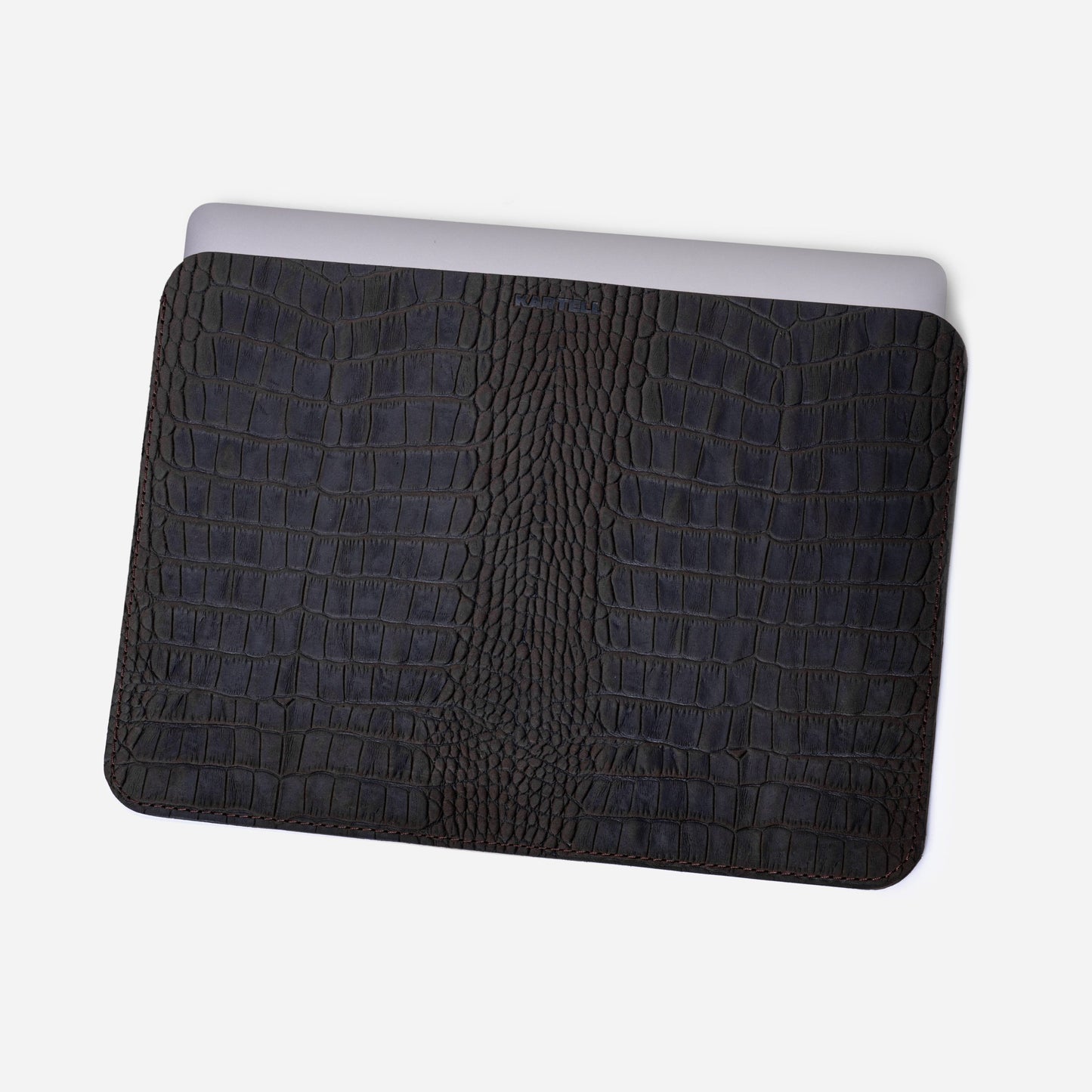 Dark Brown Crocodile-Embossed Calf Leather Open MacBook 16 Pro (2019) Case