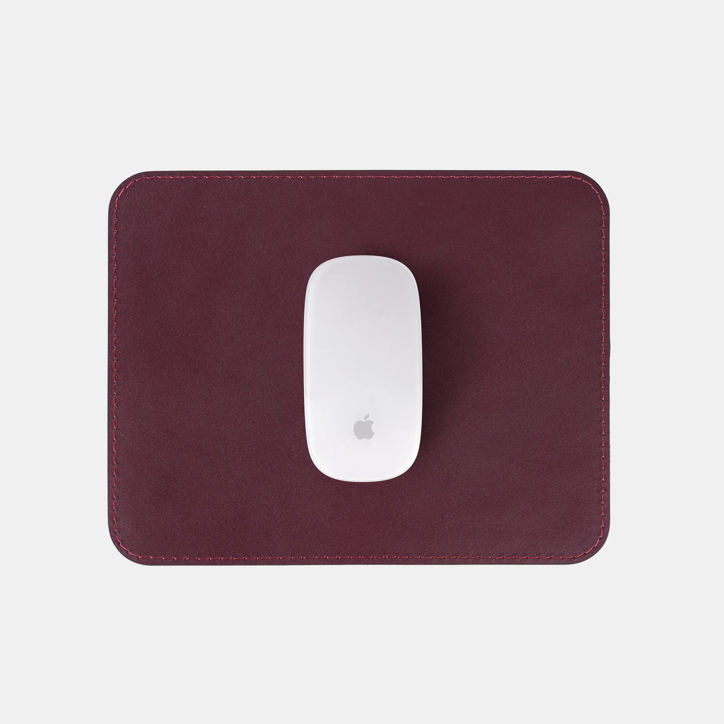Burgundy Calf Leather Mouse Pad