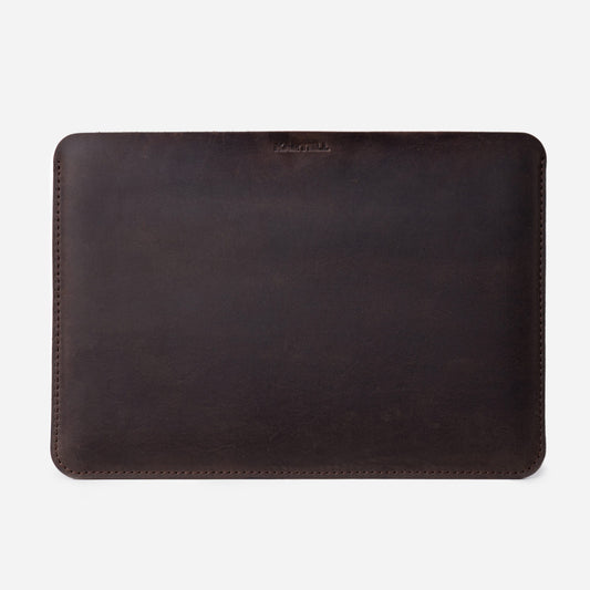 Dark Brown Crazy Horse Leather Open MacBook 13 Case