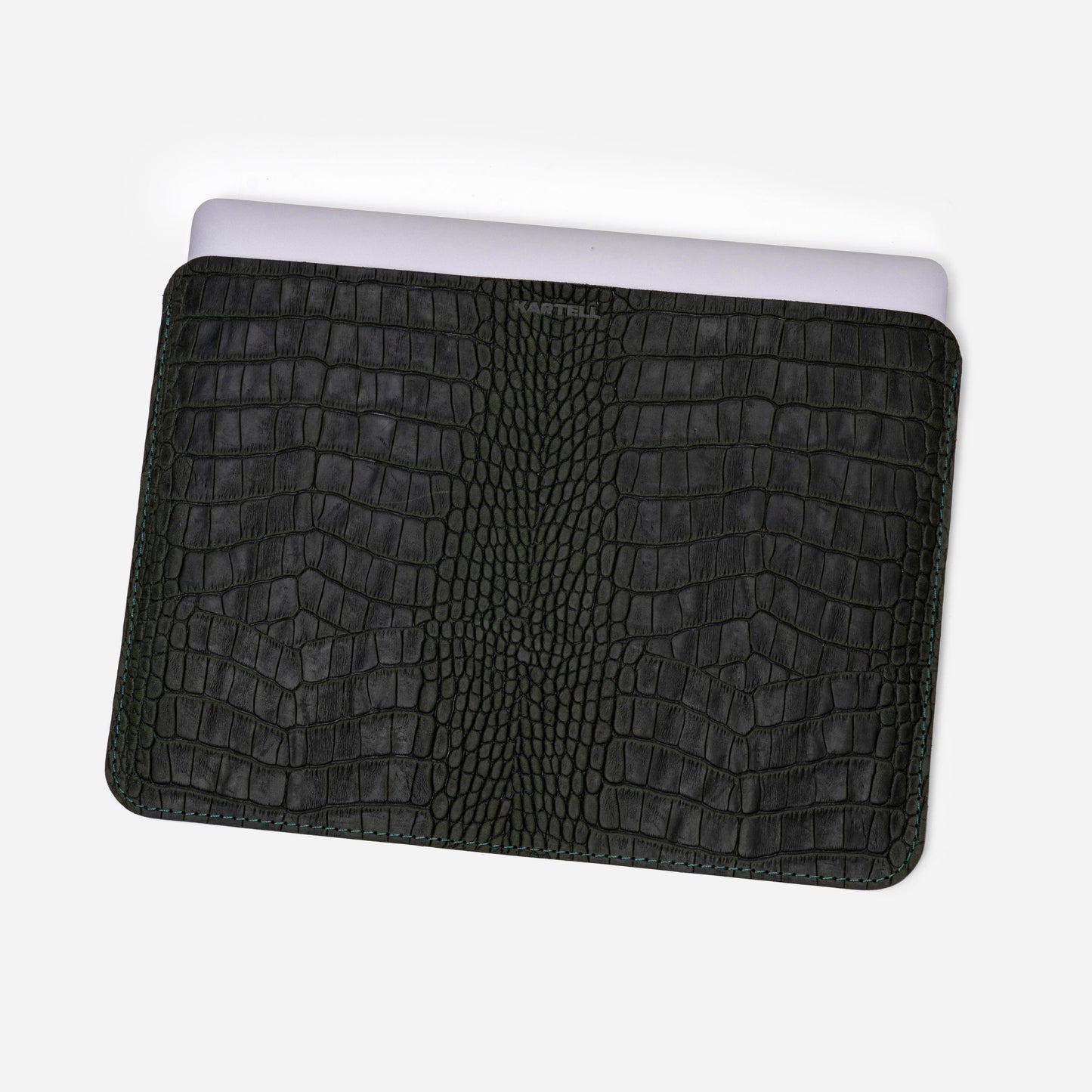 Black Crocodile-Embossed Calf Leather Open MacBook 16 Pro M1 (2021) Case