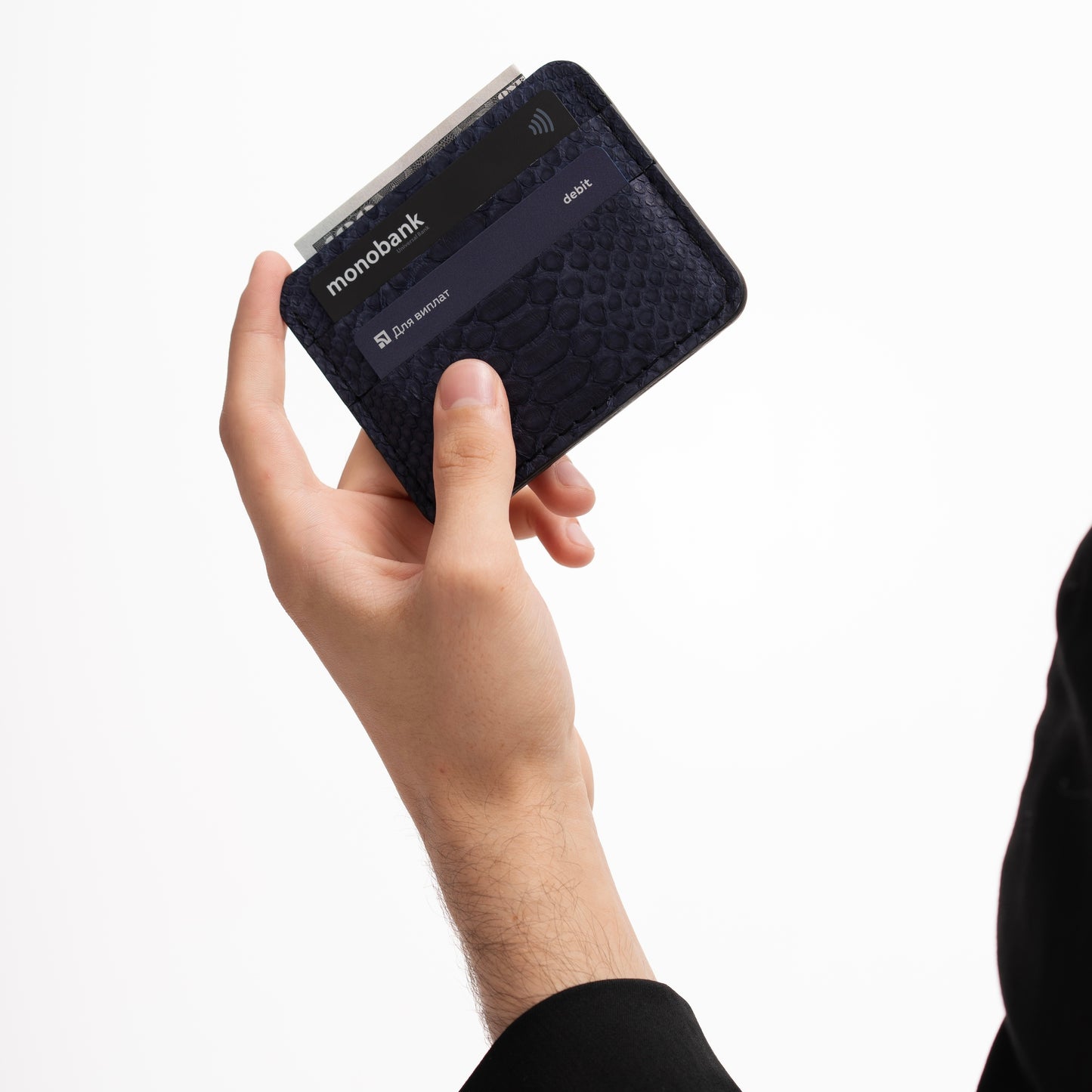 Navy Blue Python Leather Cardholder