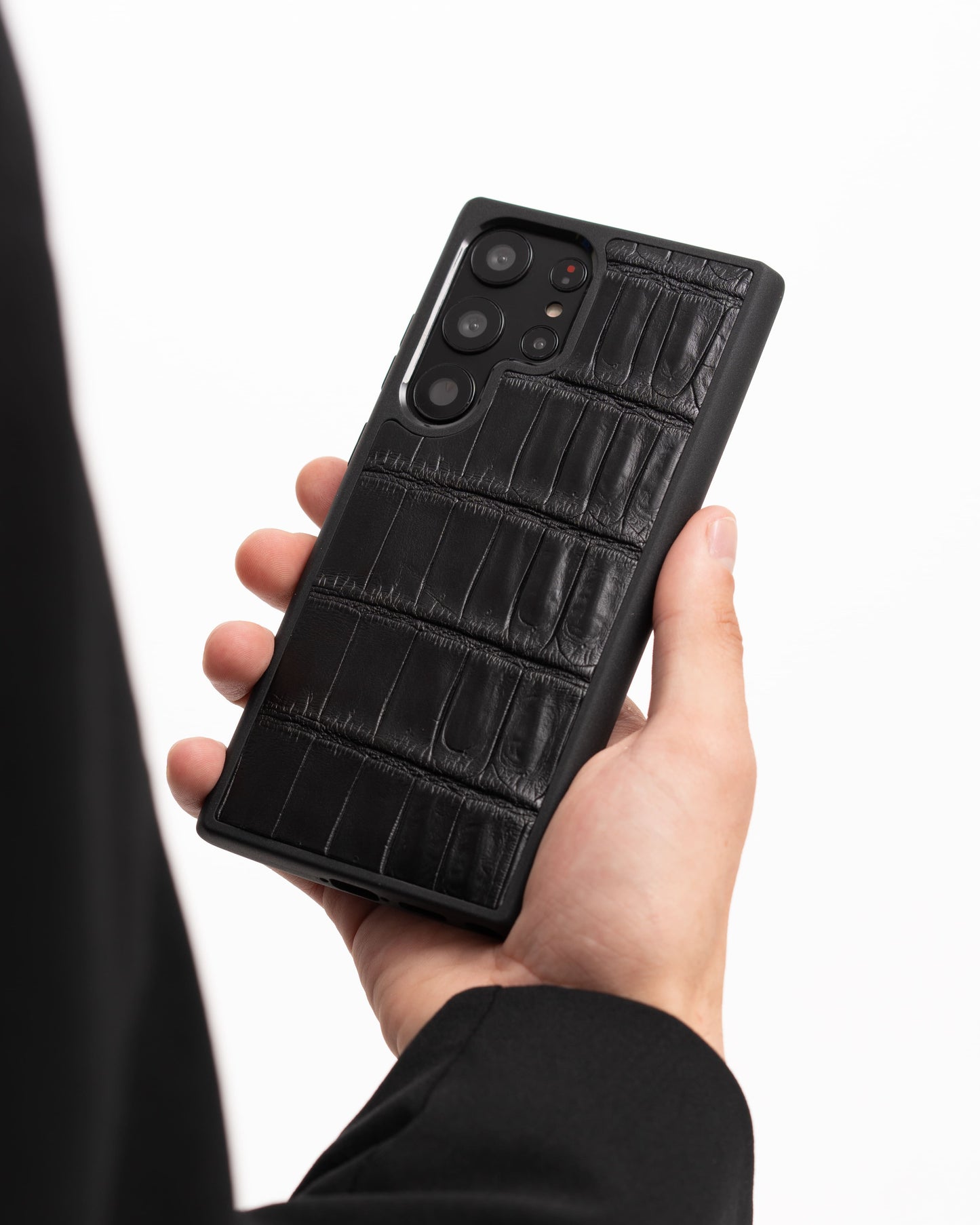 Black Crocodile Leather Case for Samsung S23 Ultra