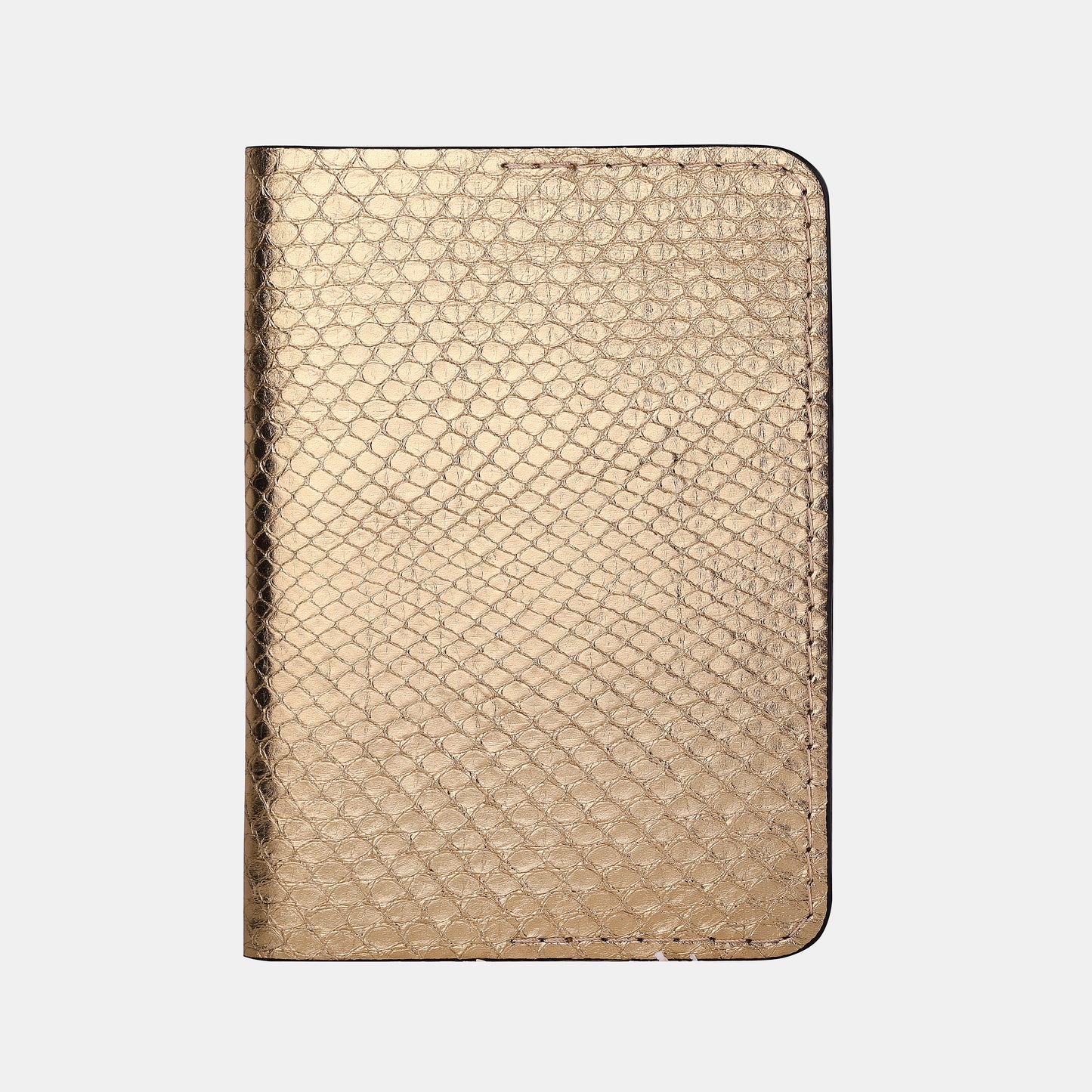 Gold Python Leather Passport Cover with Small Scales
