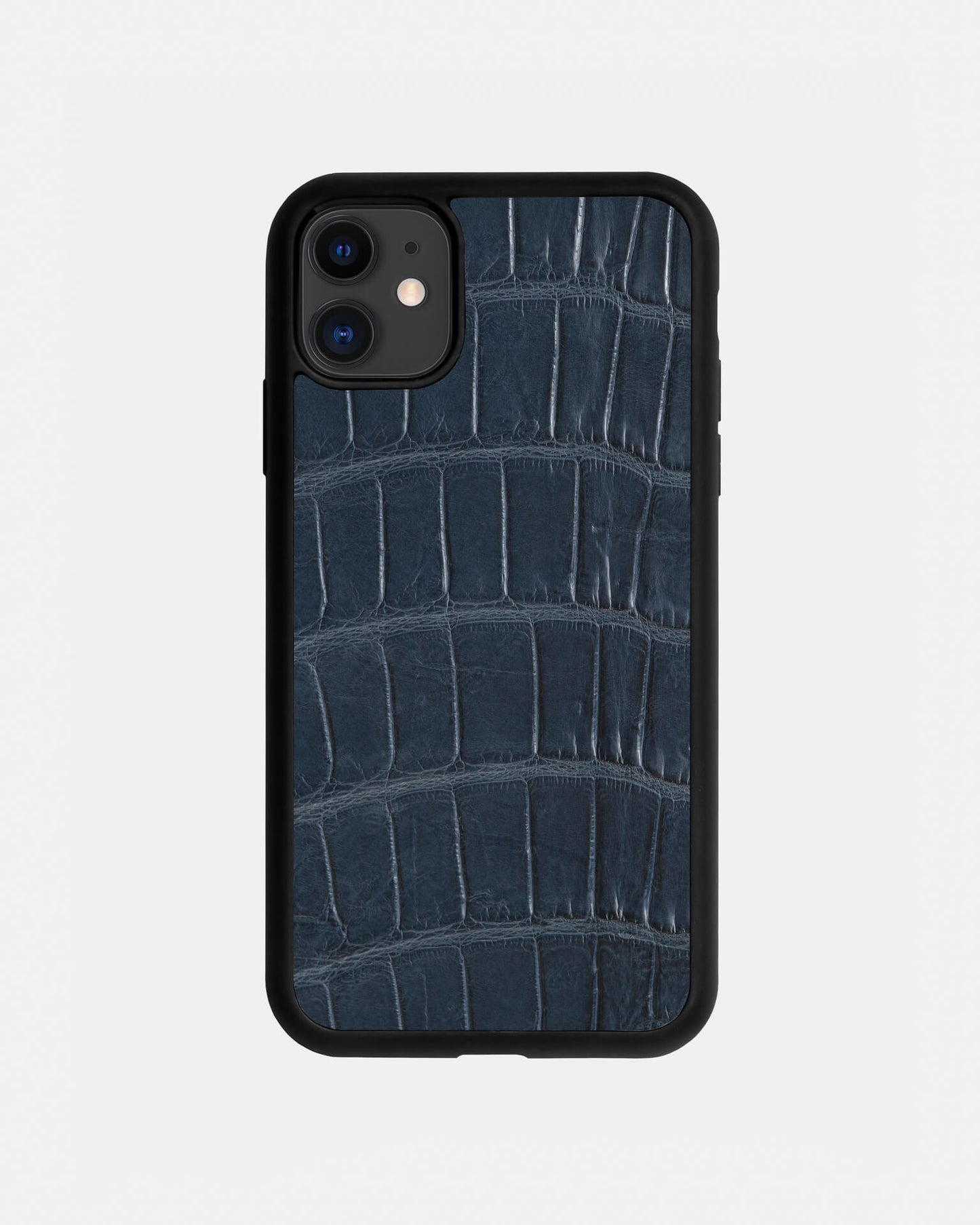 Темно-синій спортивний чохол зі шкіри Crocodile для iPhone 11