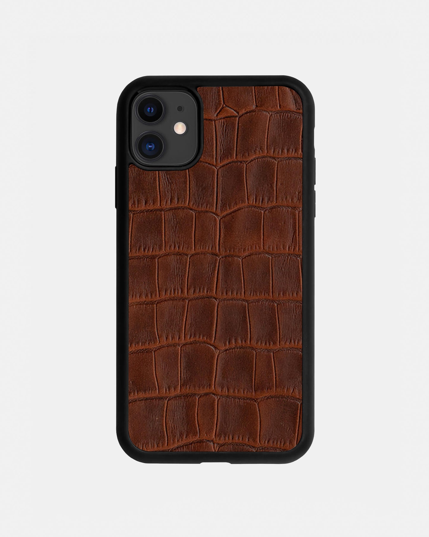 Ginger Crocodile Emboss on Calfskin Sport Case for iPhone 11