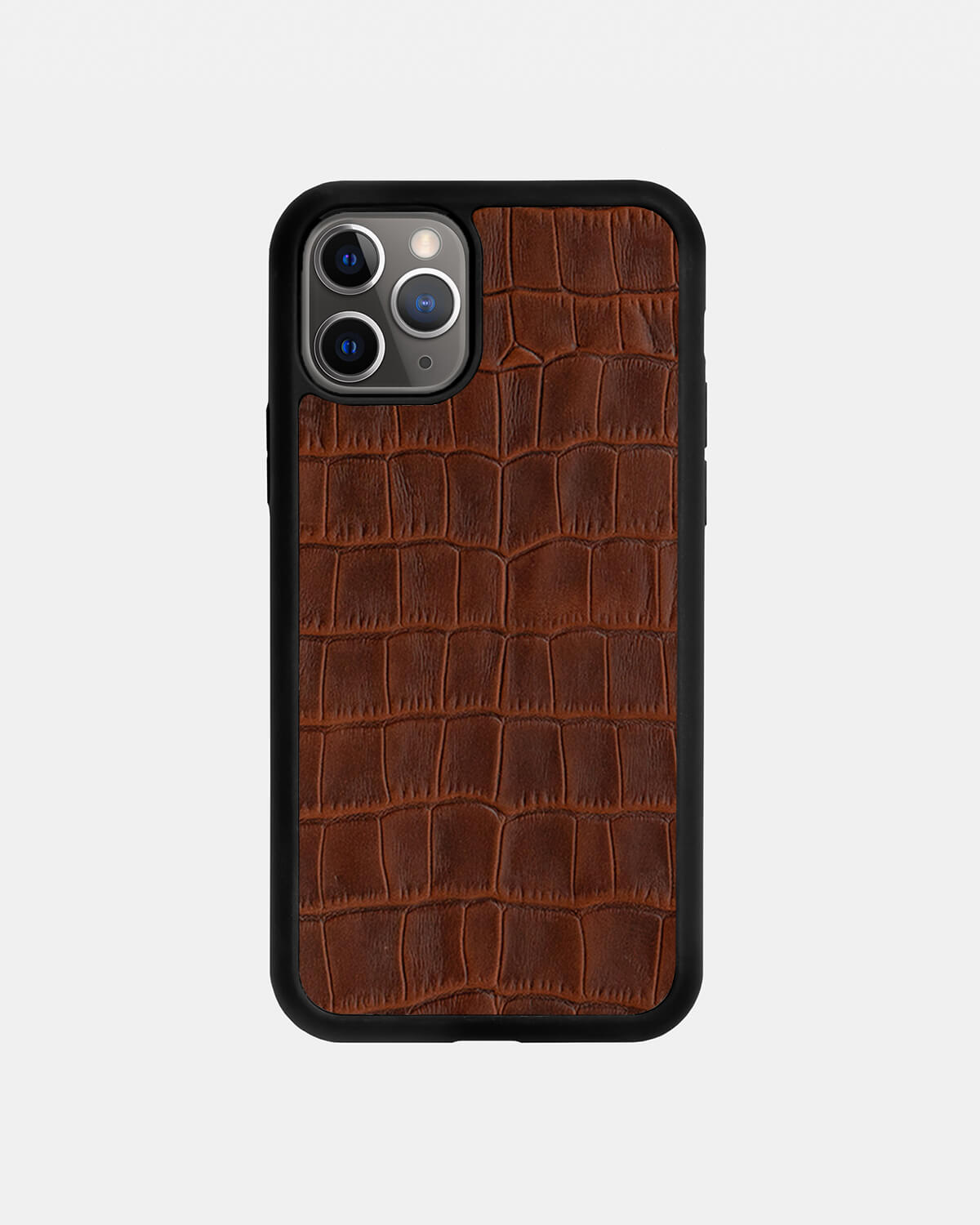 Ginger Crocodile Emboss on Calfskin Sport Case for iPhone 11 Pro