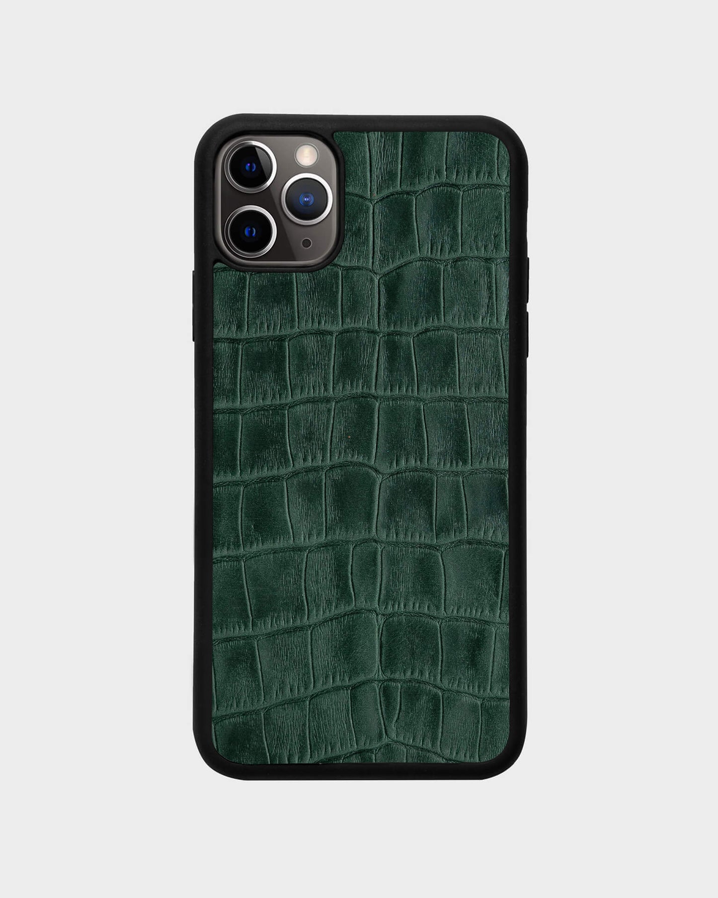 Green Crocodile Emboss on Calfskin Sport Case for iPhone 11 Pro Max
