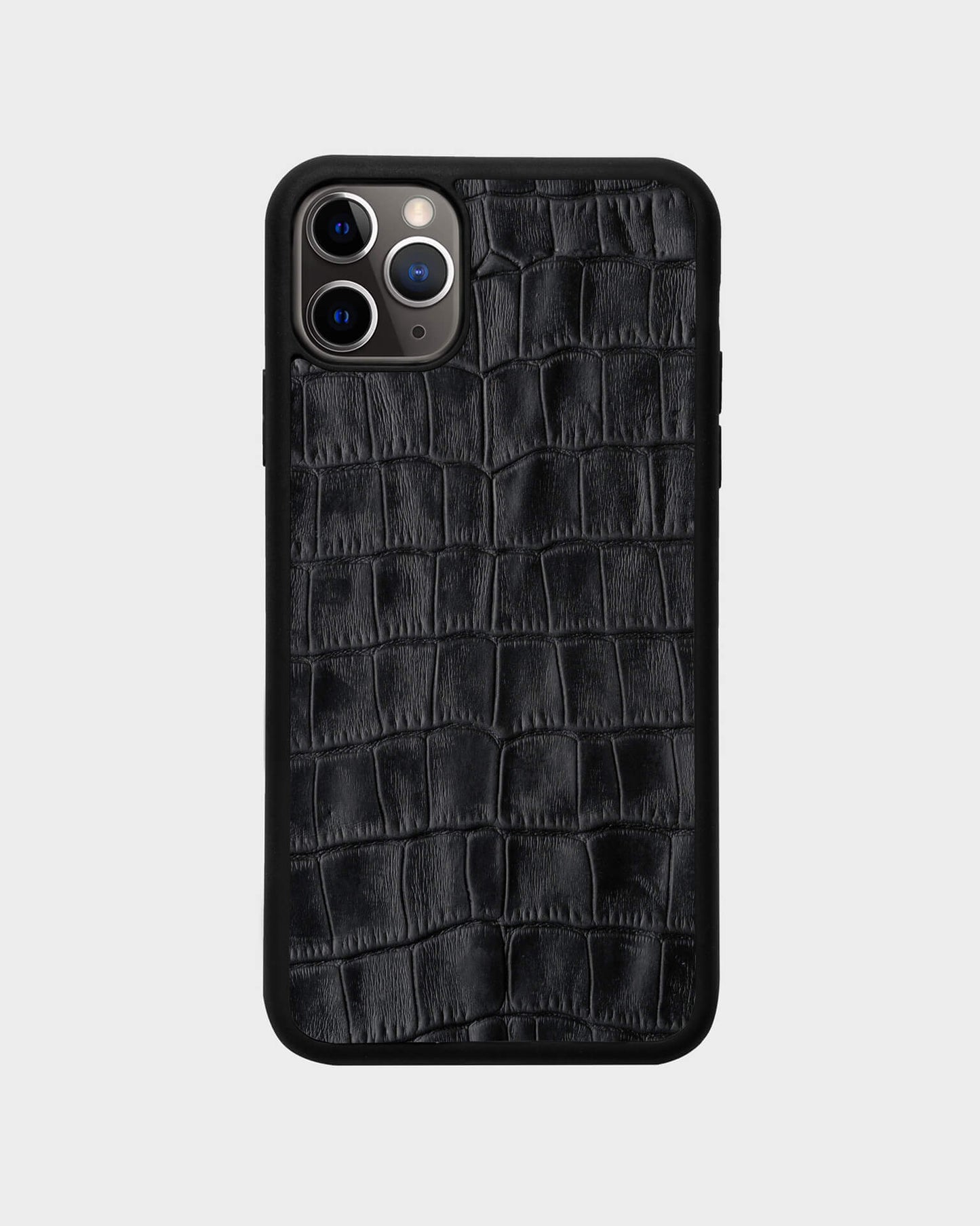 Black Crocodile Emboss on Calfskin Sport Case for iPhone 11 Pro Max