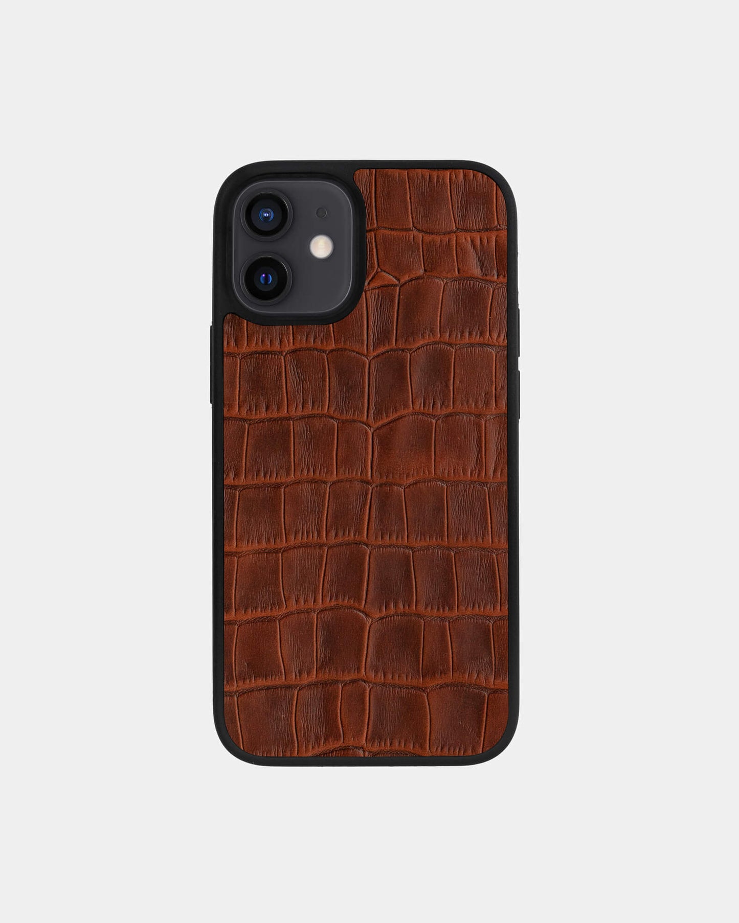 Ginger Crocodile Emboss on Calfskin Sport Case for iPhone 12