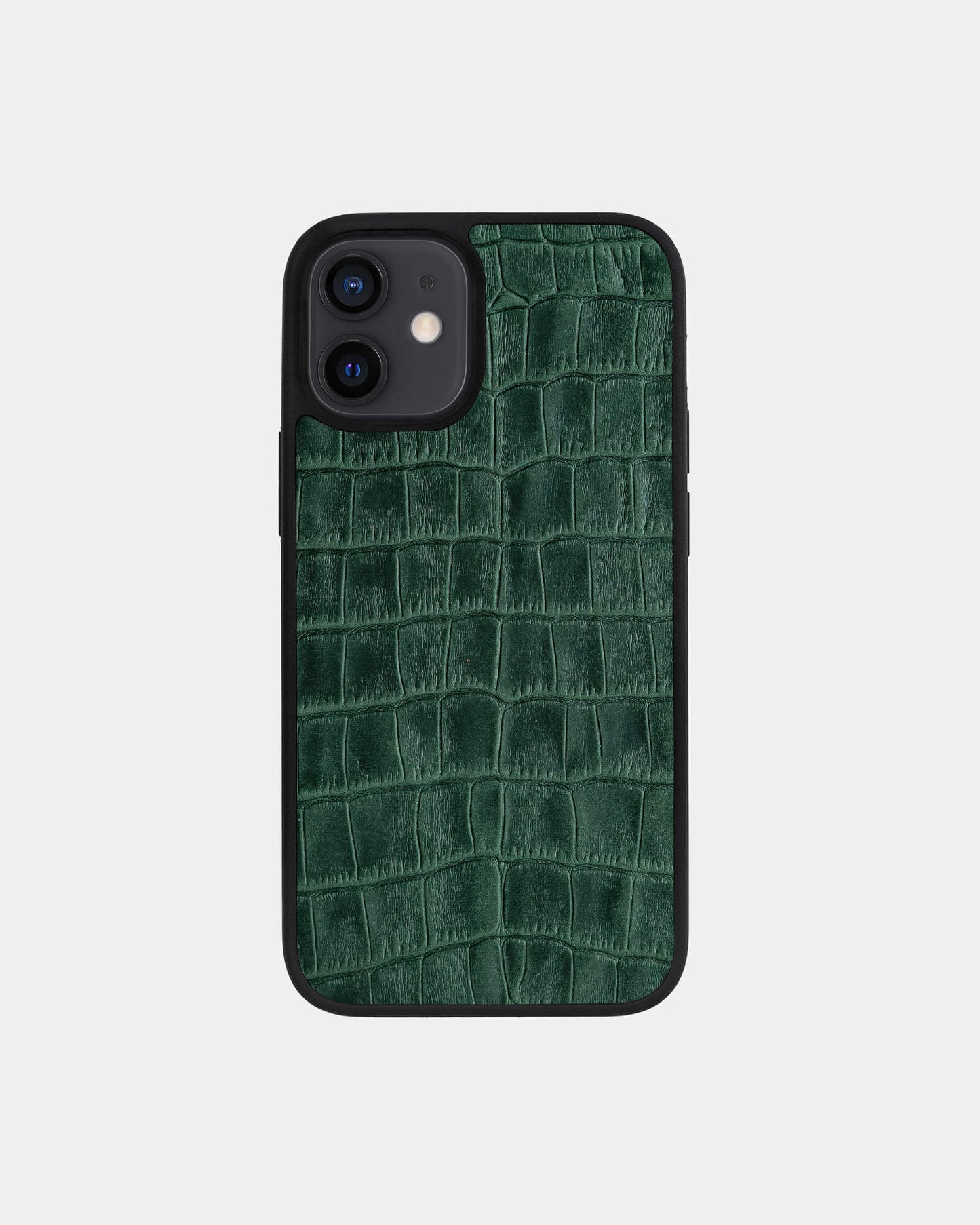 Green Crocodile Emboss on Calfskin Sport Case for iPhone 12