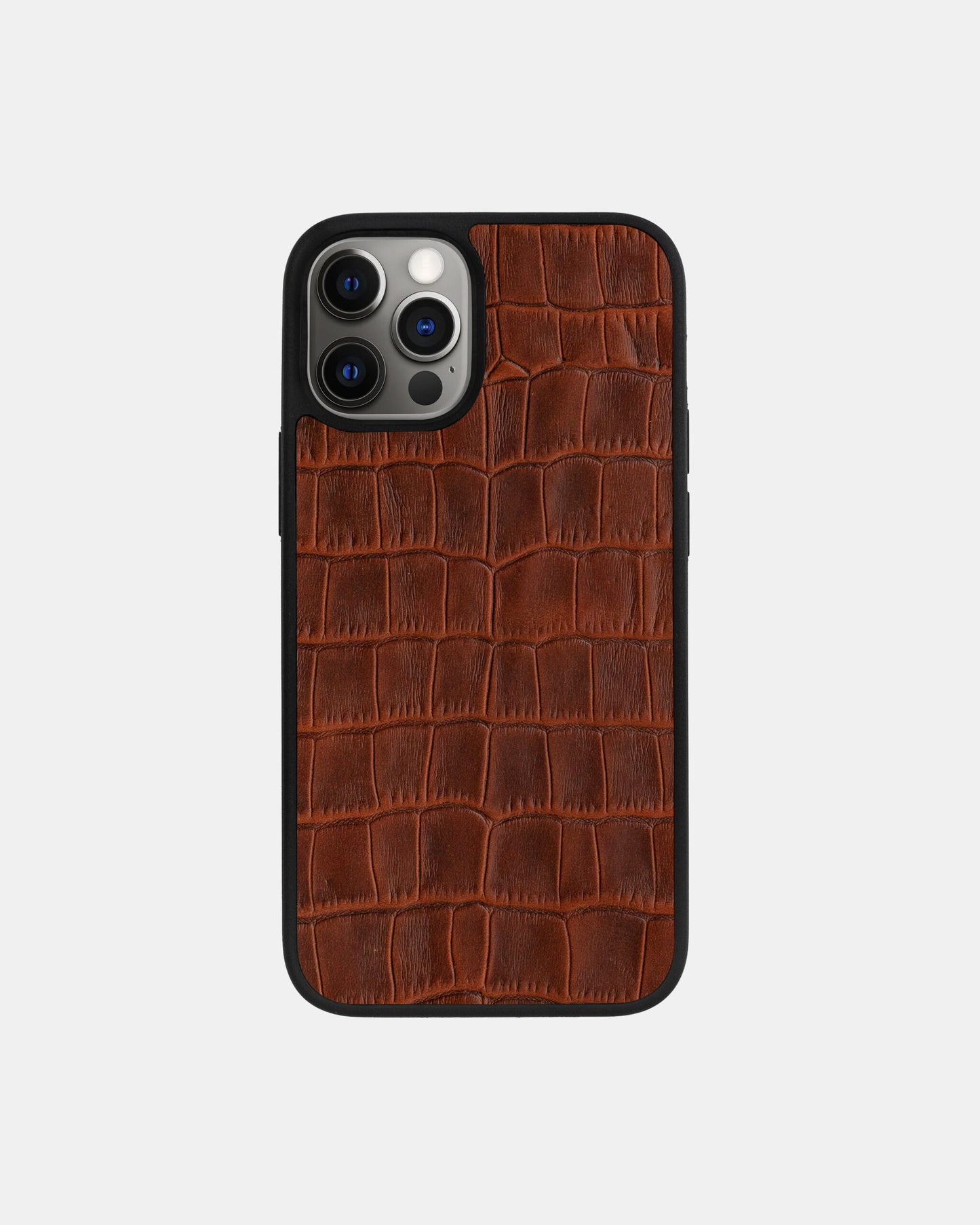 Ginger Crocodile Emboss on Calfskin Sport Case for iPhone 12 Pro