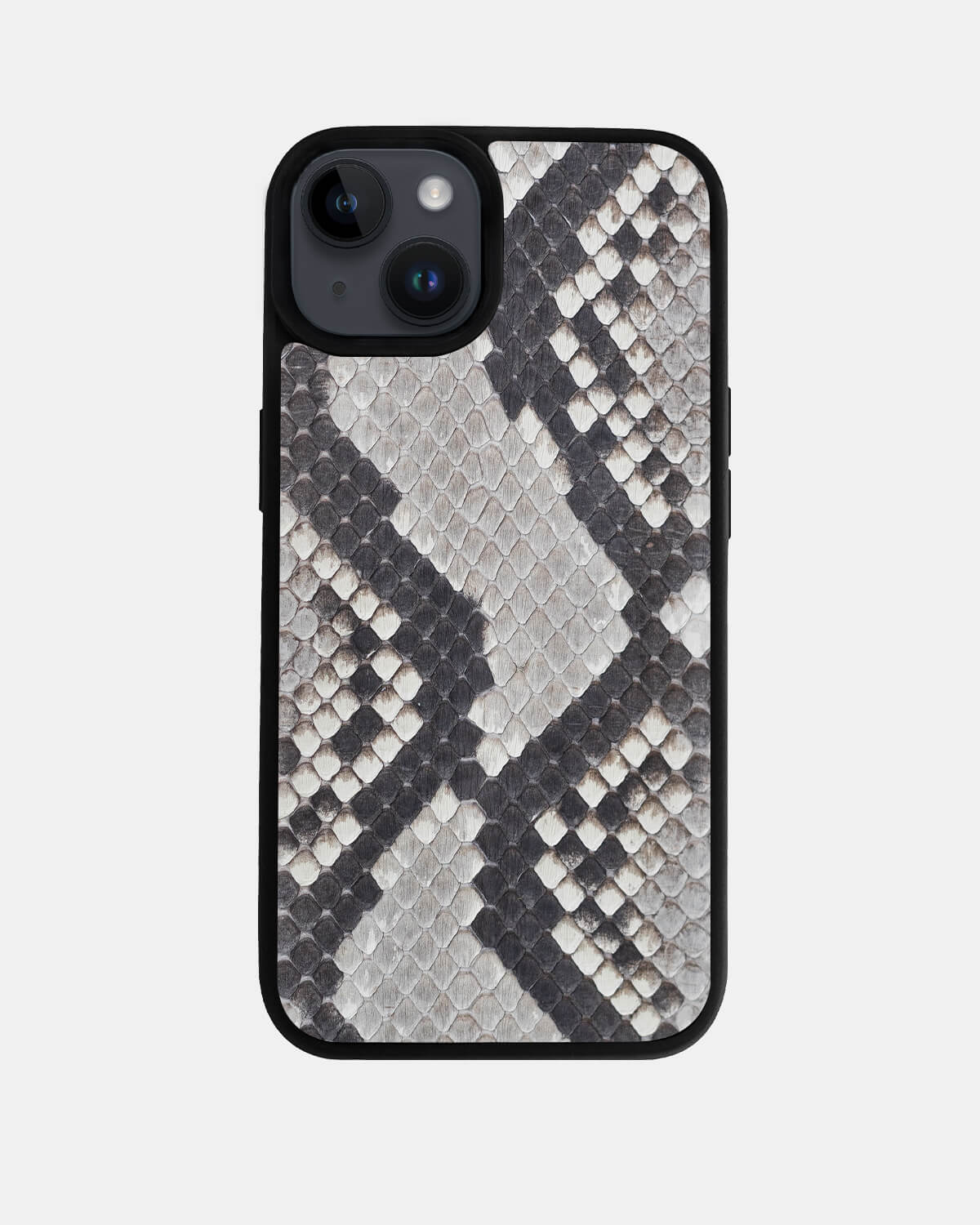 Чорно-білий спортивний чохол зі шкіри пітона для iPhone 14 Plus