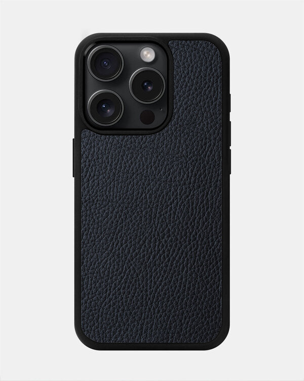 Navy Blue Leather Sport Case for iPhone 15 Pro Max