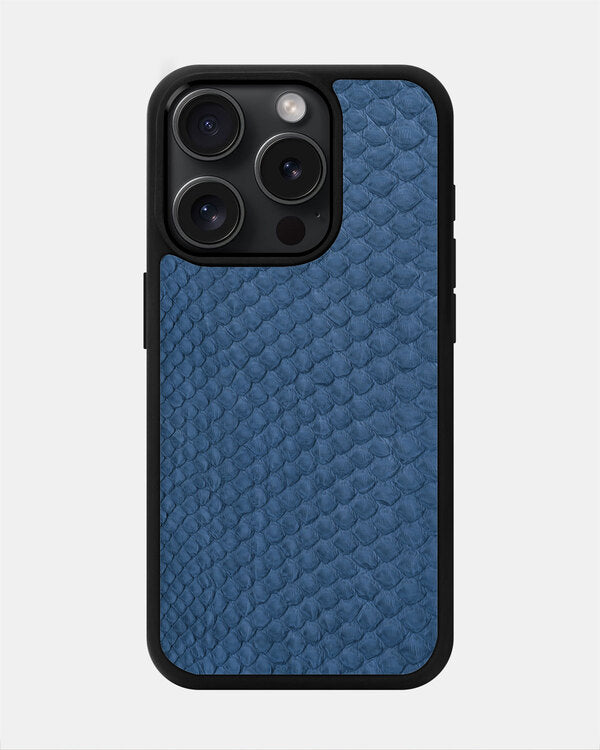 Blue-gray Python Skin Sport Case for iPhone 15 Pro Max