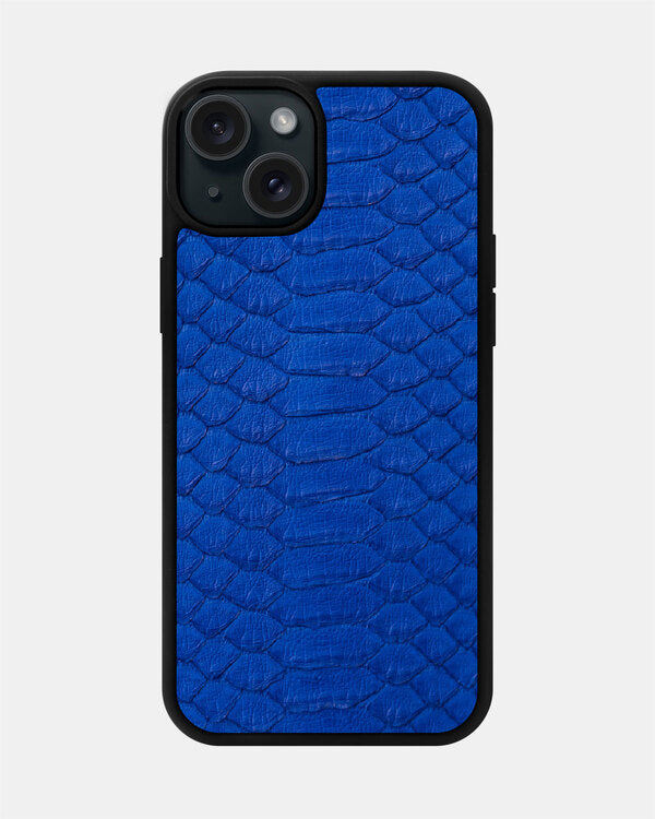 Blue Python Leather Sport Case for iPhone 15 Plus
