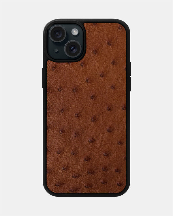 Brown Ostrich Sport Case for iPhone 15 Plus
