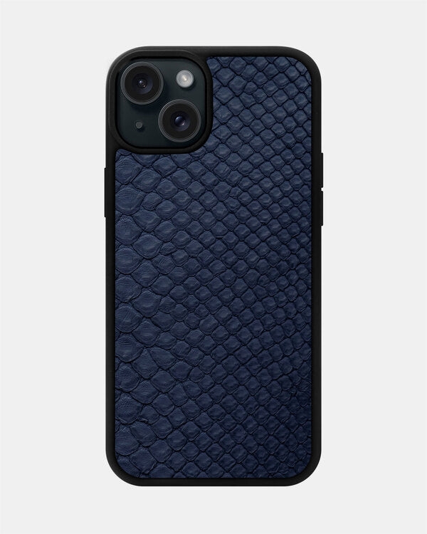 Dark blue Python Skin Sport Case for iPhone 15 Plus