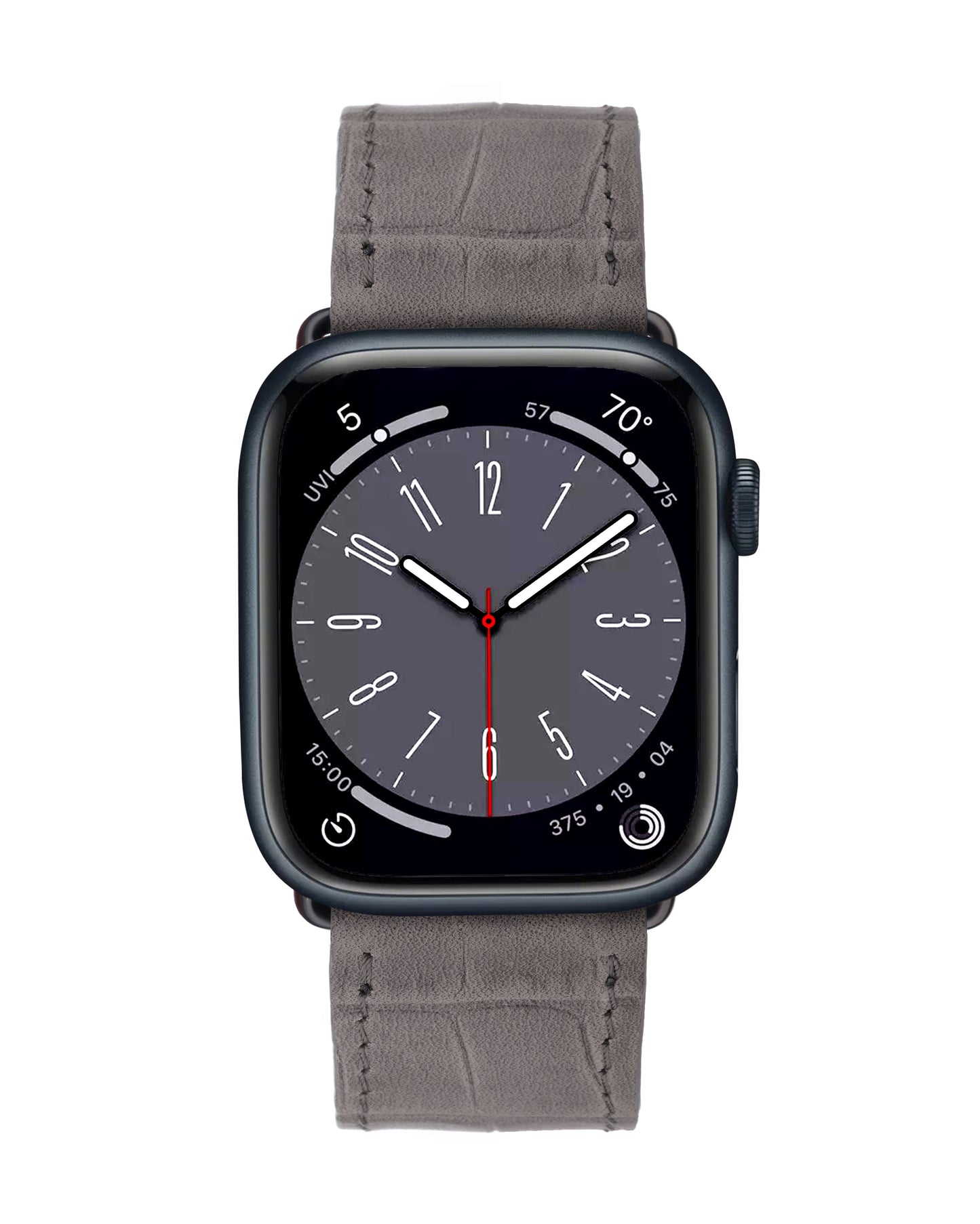 Ремінець Apple Watch із сірої телячої шкіри з тисненням крокодила