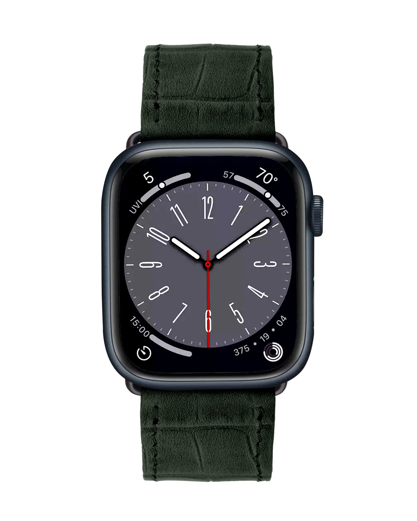 Ремінець Apple Watch із телячої шкіри темно-зеленого кольору з тисненням крокодила
