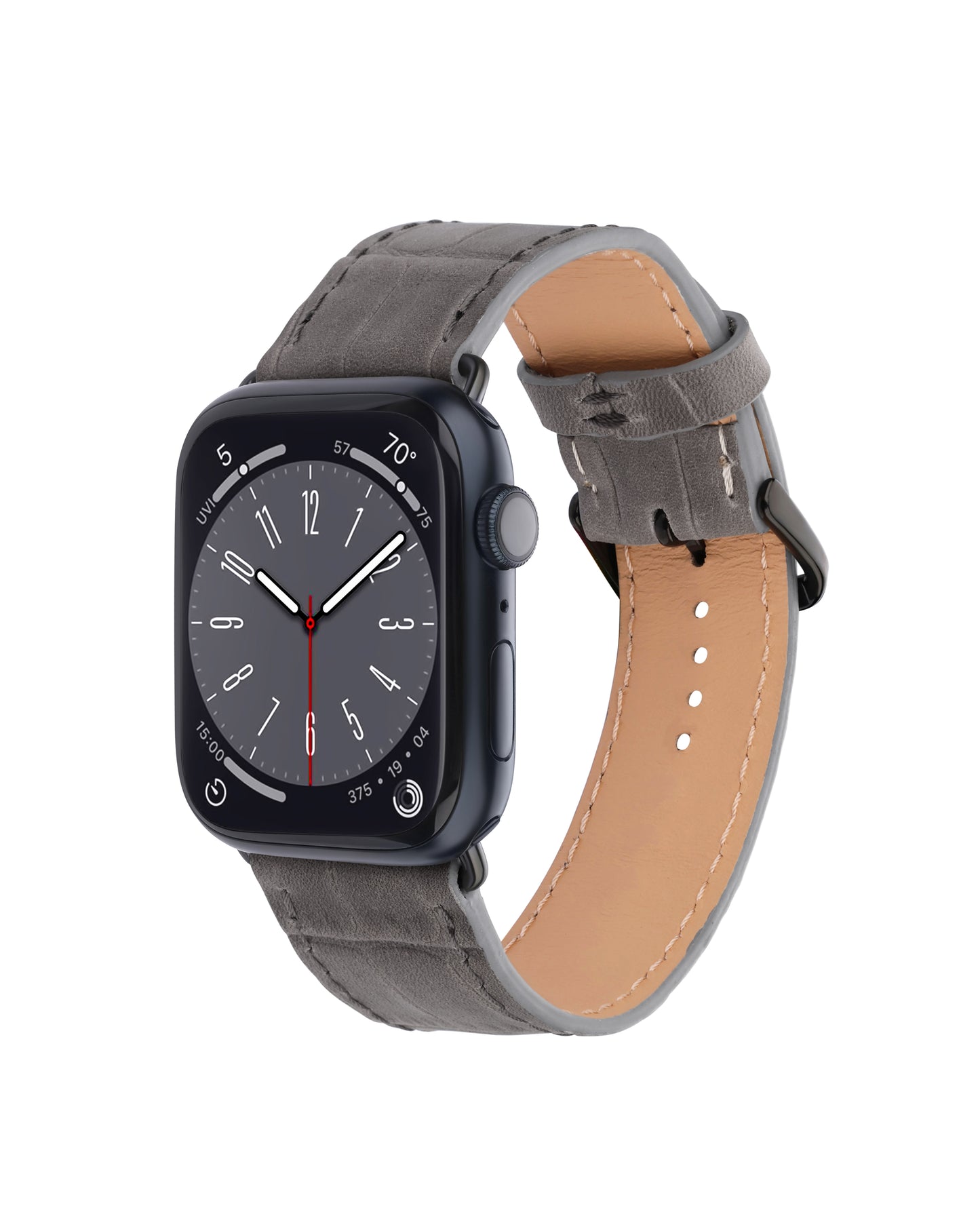 Ремінець Apple Watch із сірої телячої шкіри з тисненням крокодила