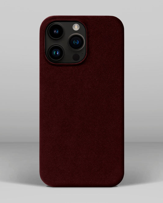 Burgundy Alcantara Case for iPhone 14 Pro Max
