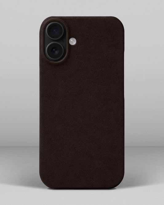 Dark Brown Alcantara Case for iPhone 16 Plus