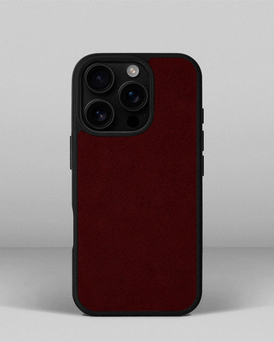 Burgundy Alcantara Sport Case for iPhone 15 Pro
