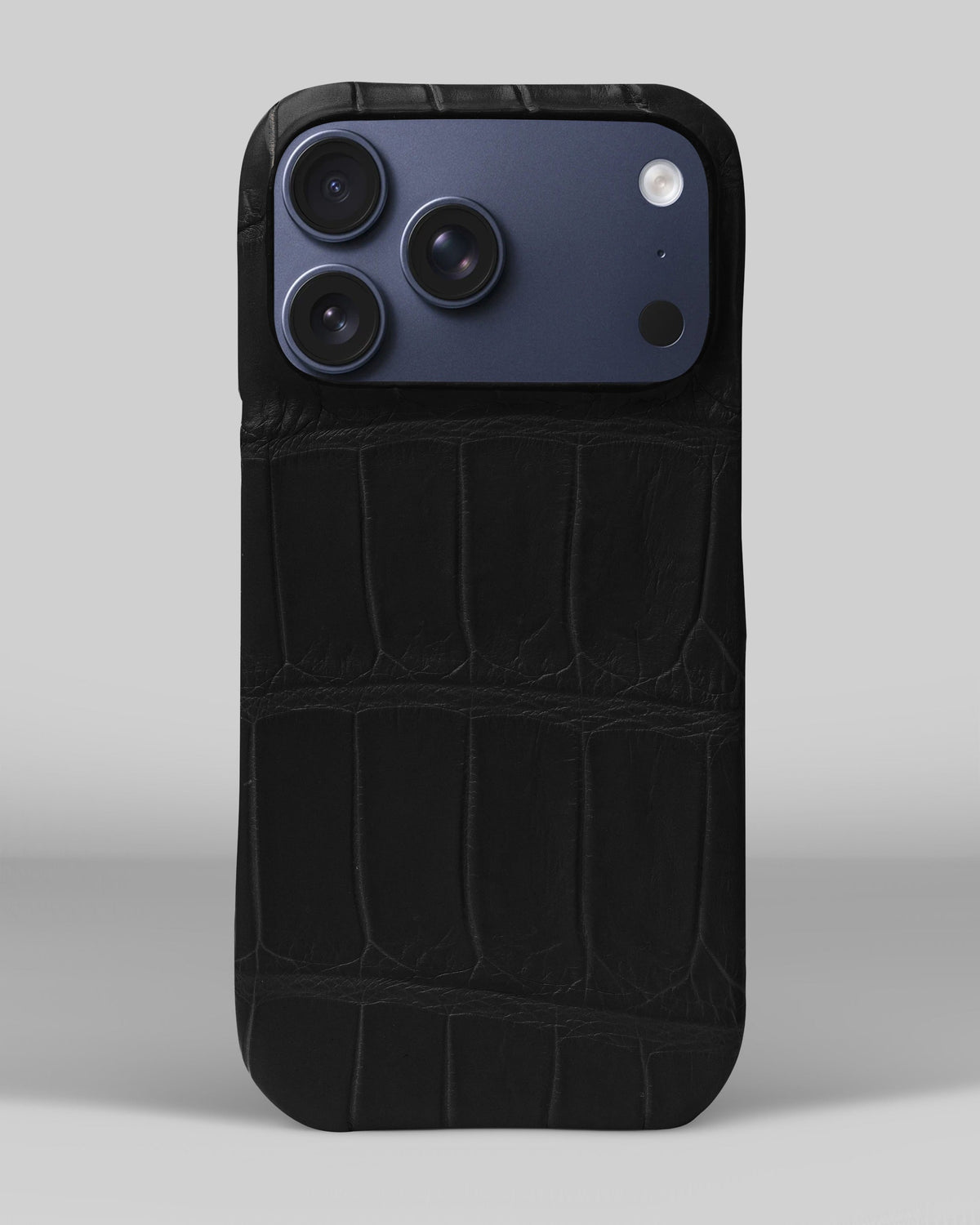 Black Crocodile Leather Full-Wrap Case for iPhone 17 Pro