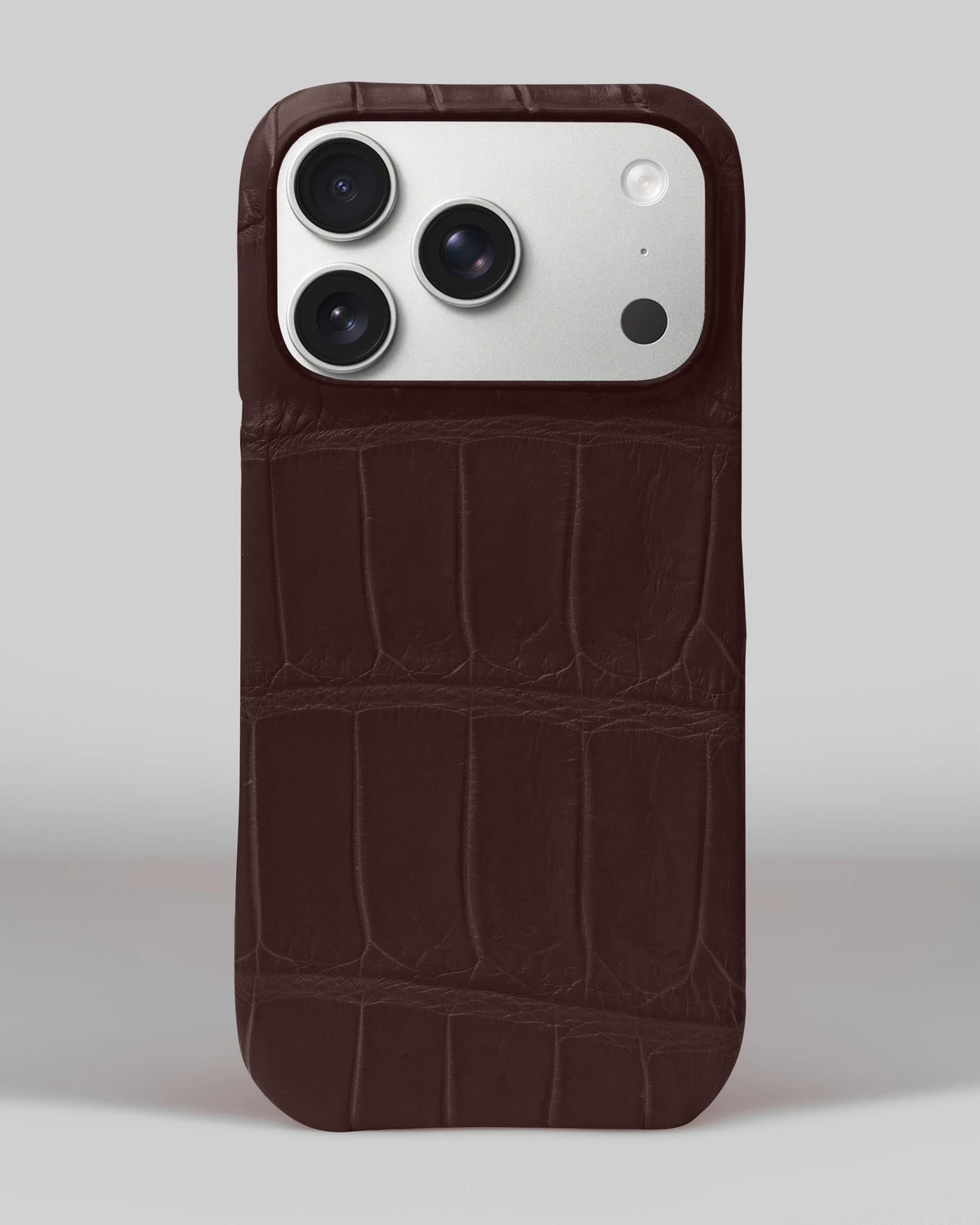 Dark Brown Crocodile Leather Full-Wrap Case for iPhone 18 Pro