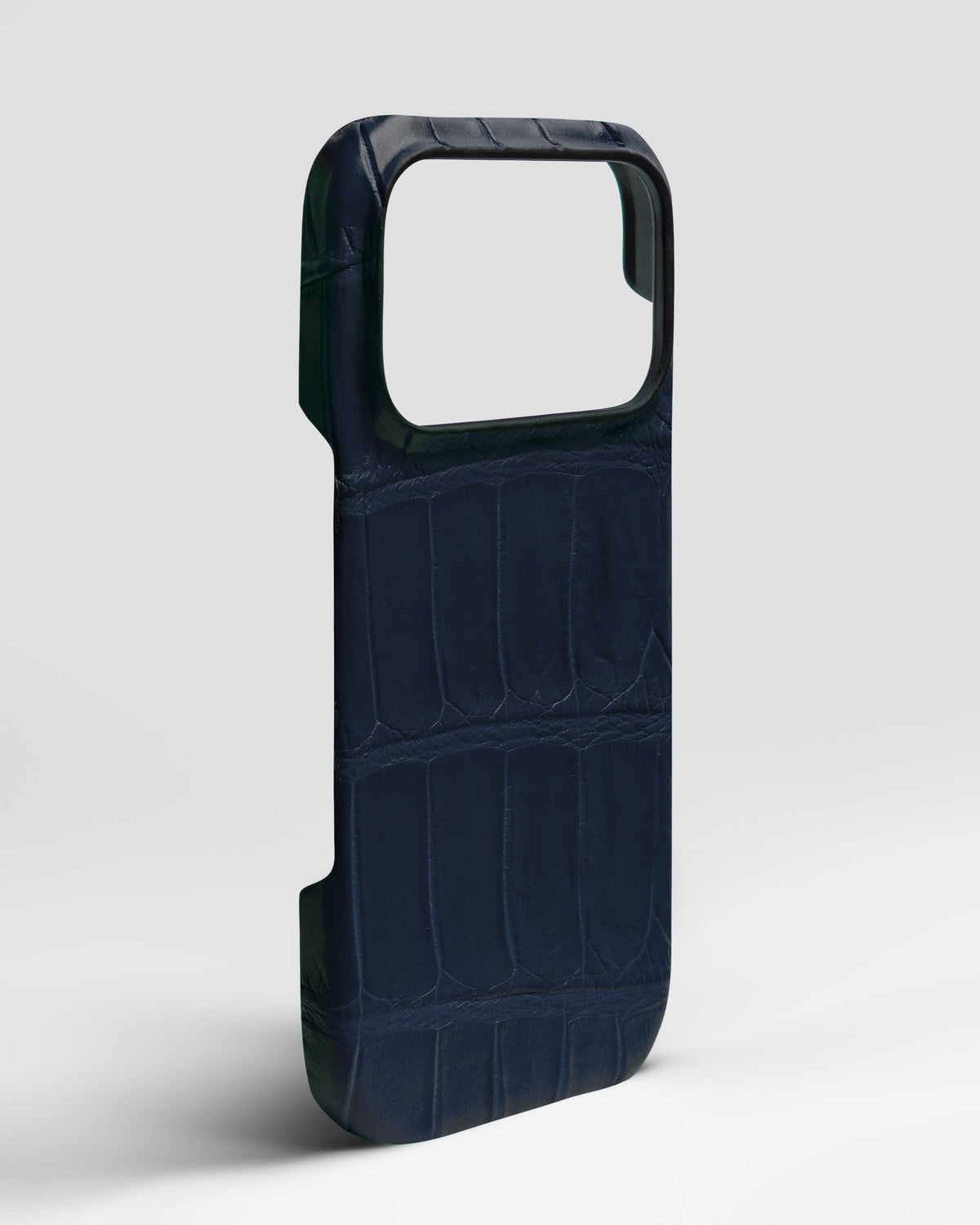 Navy Blue Crocodile Leather Full-Wrap Case for iPhone 17 Pro