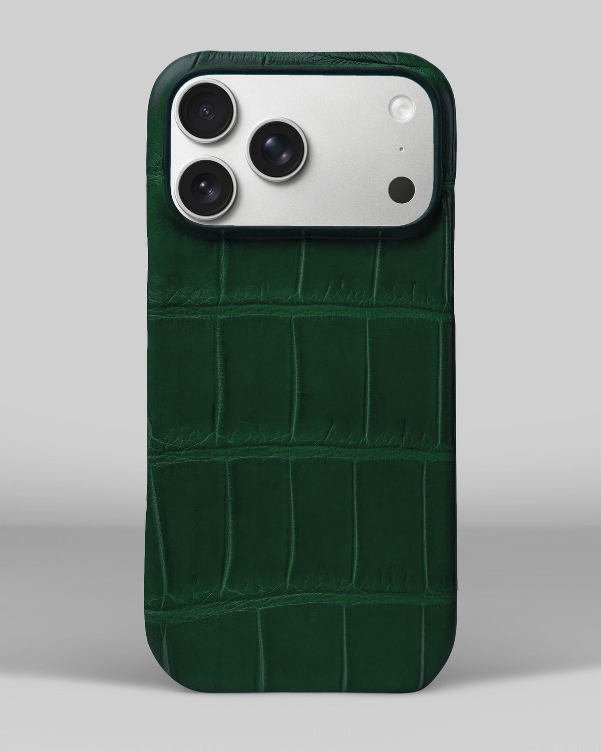 Dark Green Crocodile Leather Full-Wrap Case for iPhone 18 Pro Max