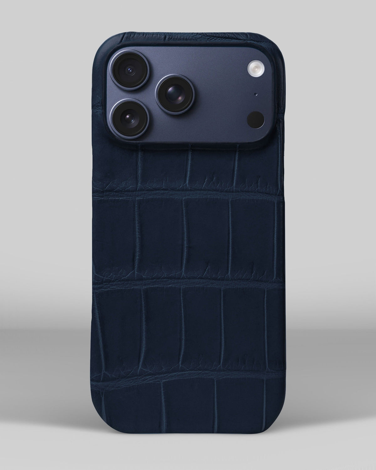 Navy Blue Crocodile Leather Full-Wrap Case for iPhone 18 Pro Max