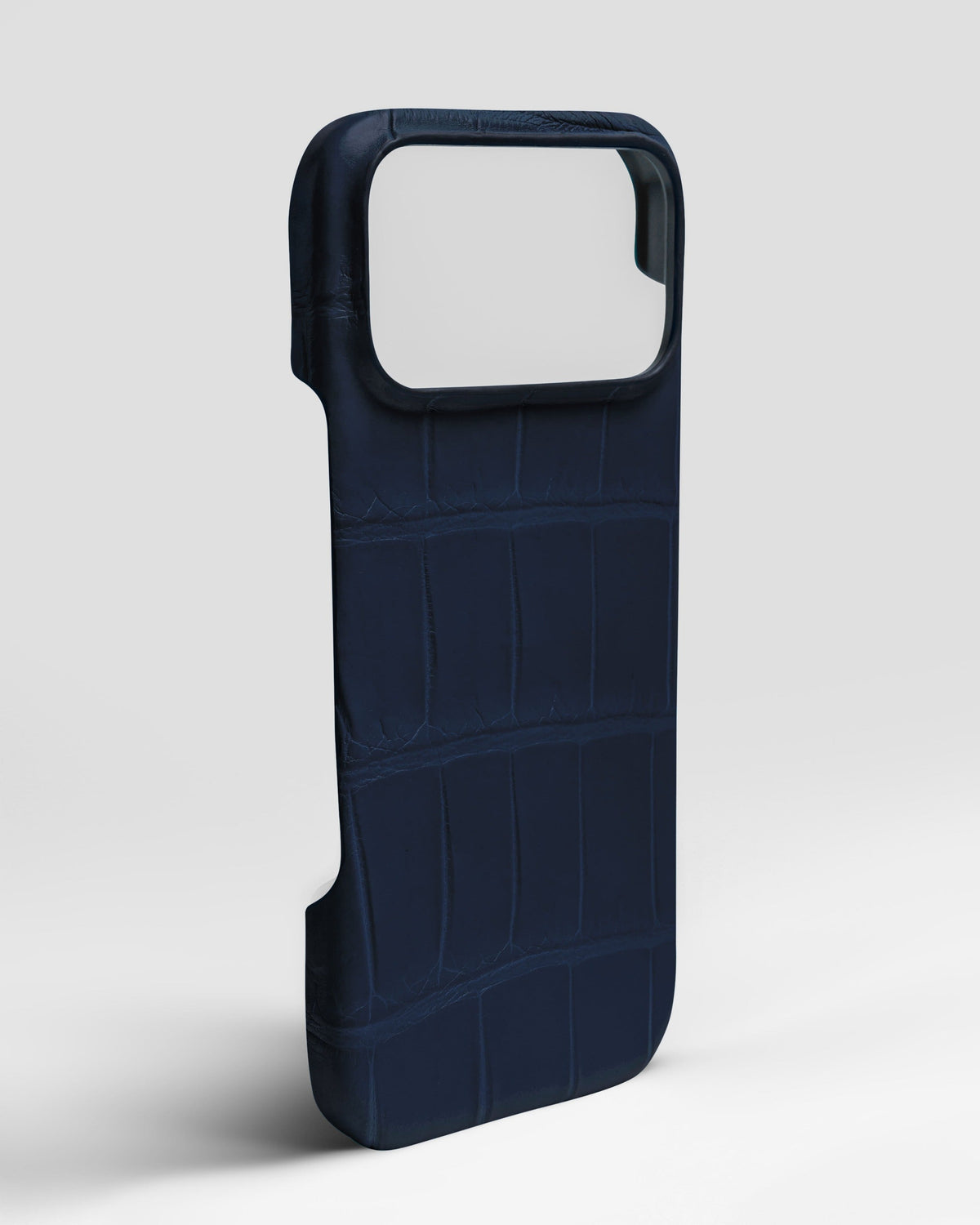 Navy Blue Crocodile Leather Full-Wrap Case for iPhone 18 Pro Max