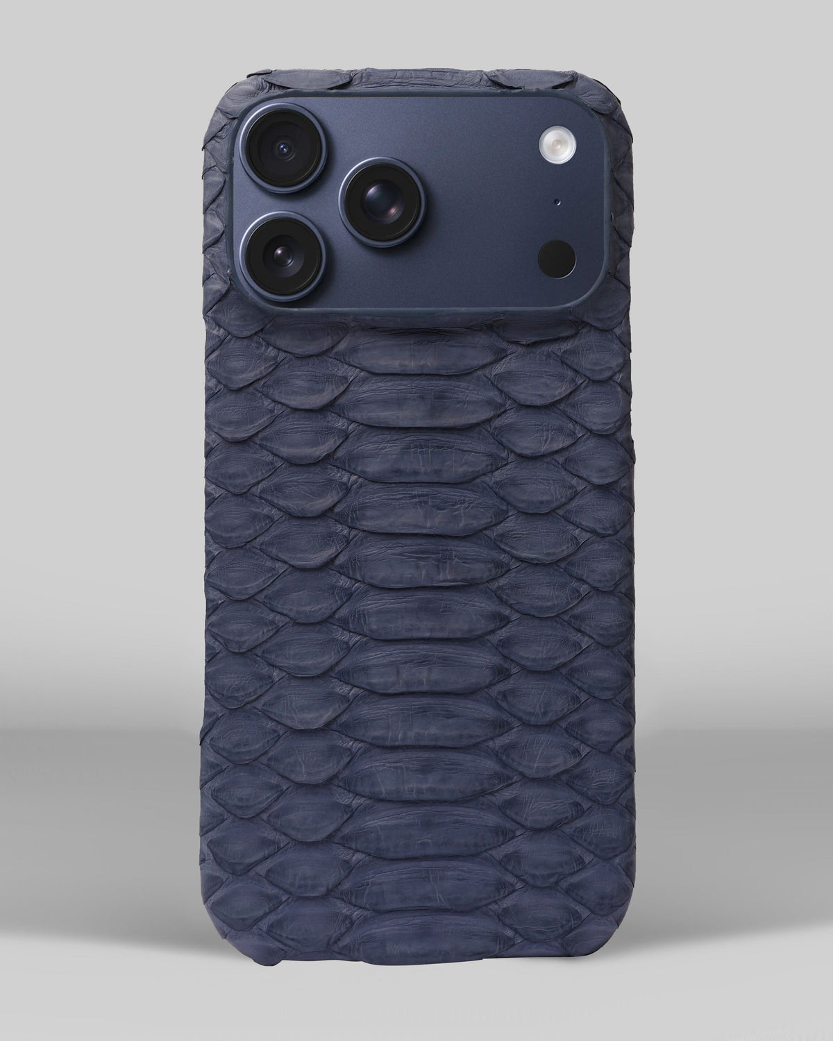 Blue-Gray Python Leather Full-Wrap Case for iPhone 17 Pro Max