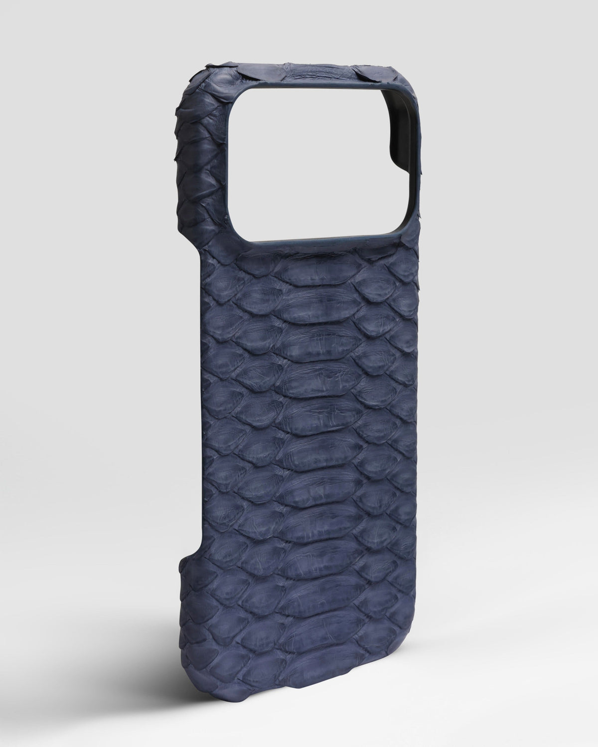 Blue-Gray Python Leather Full-Wrap Case for iPhone 18 Pro Max