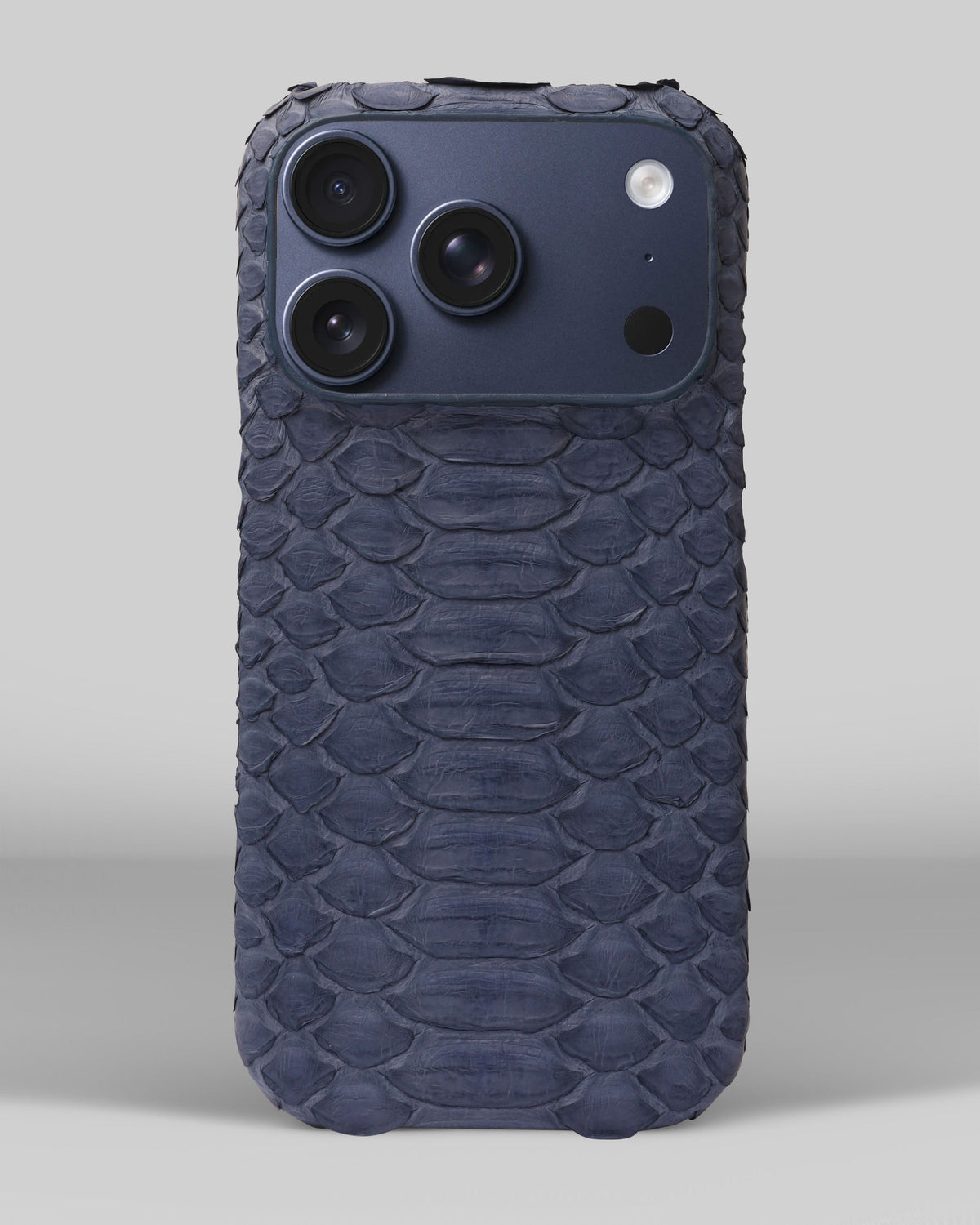 Blue-Gray Python Leather Full-Wrap Case for iPhone 17 Pro