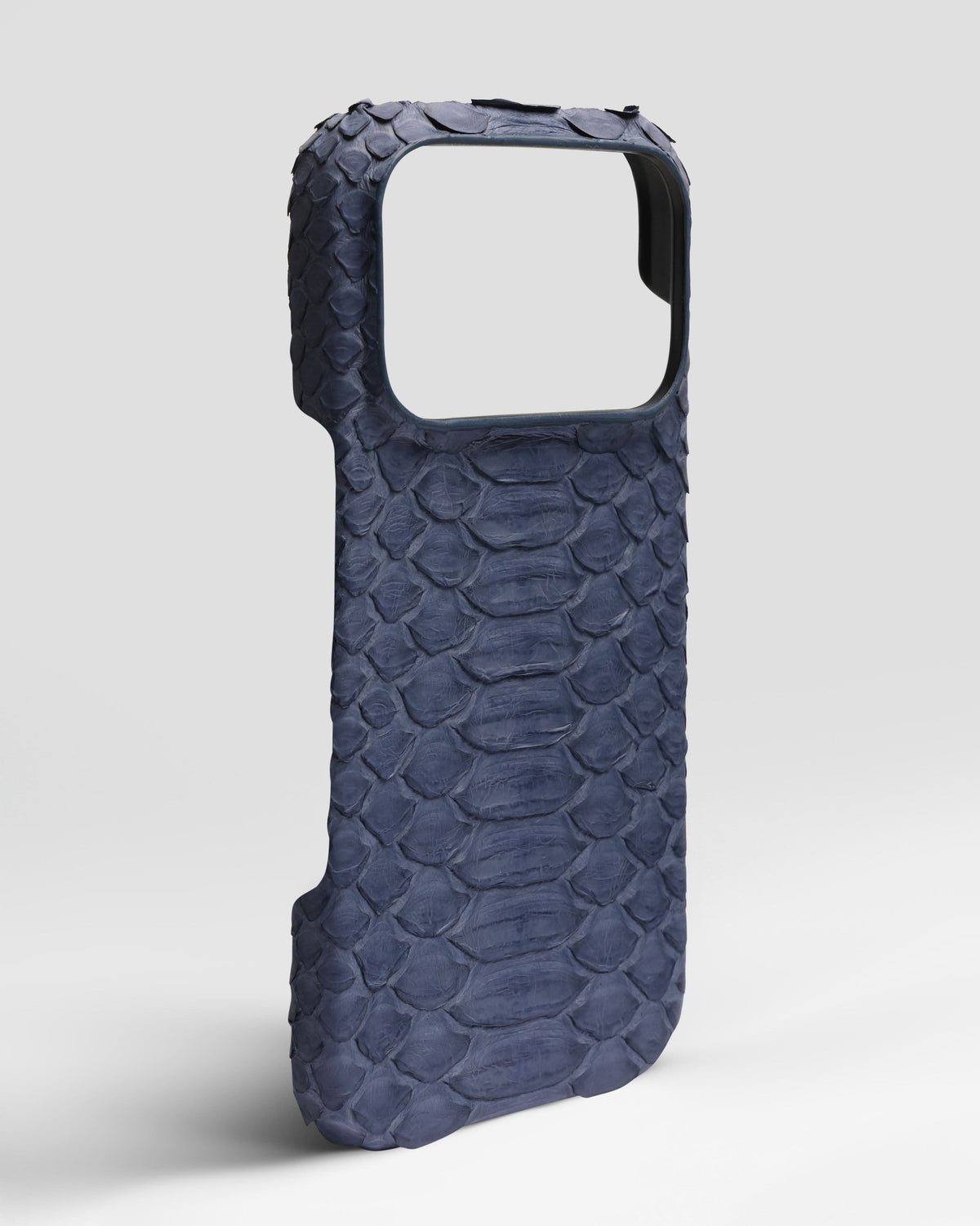Blue-Gray Python Leather Full-Wrap Case for iPhone 18 Pro