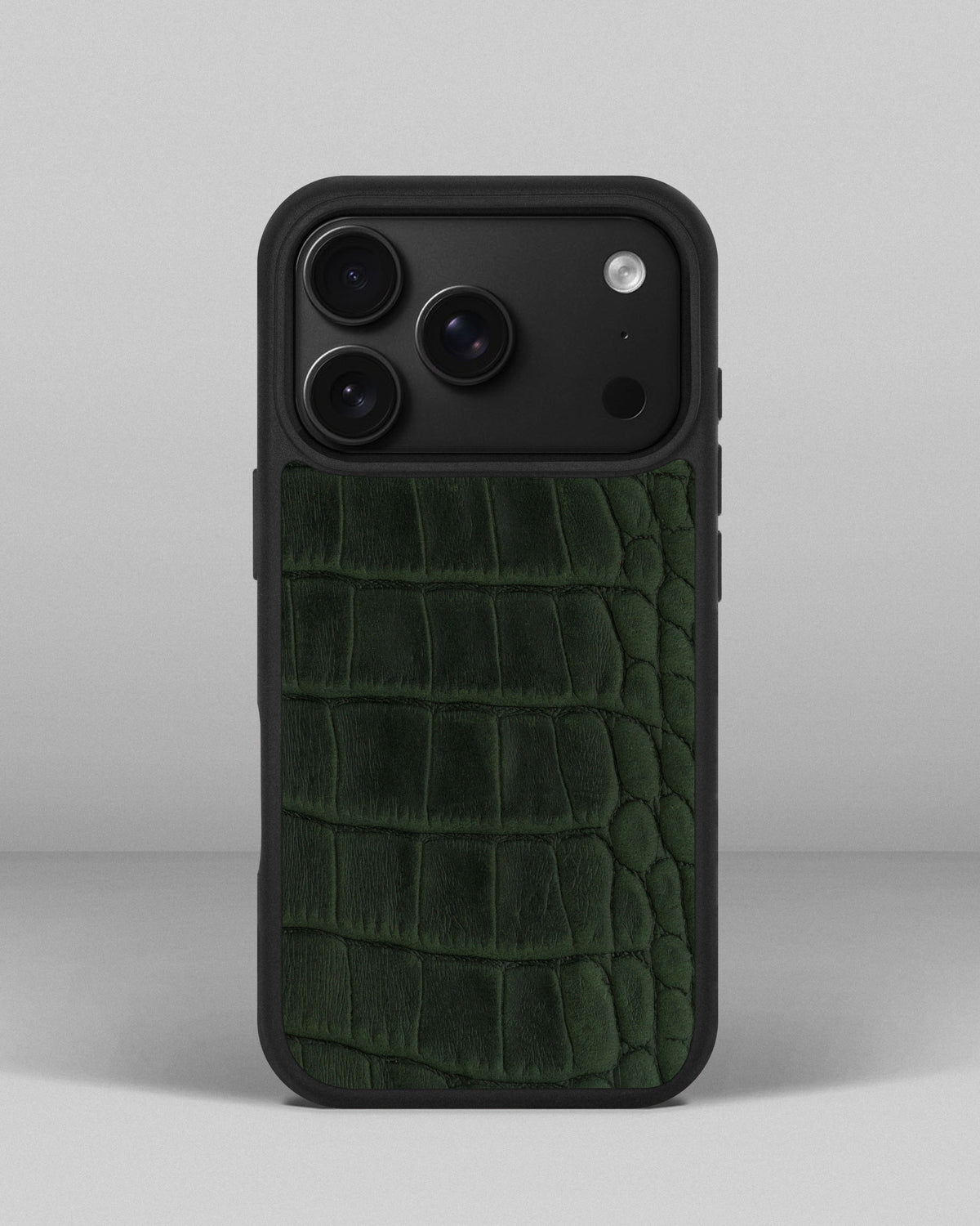 Dark Green Crocodile Emboss on Calfskin Sport Case for iPhone 18 Pro