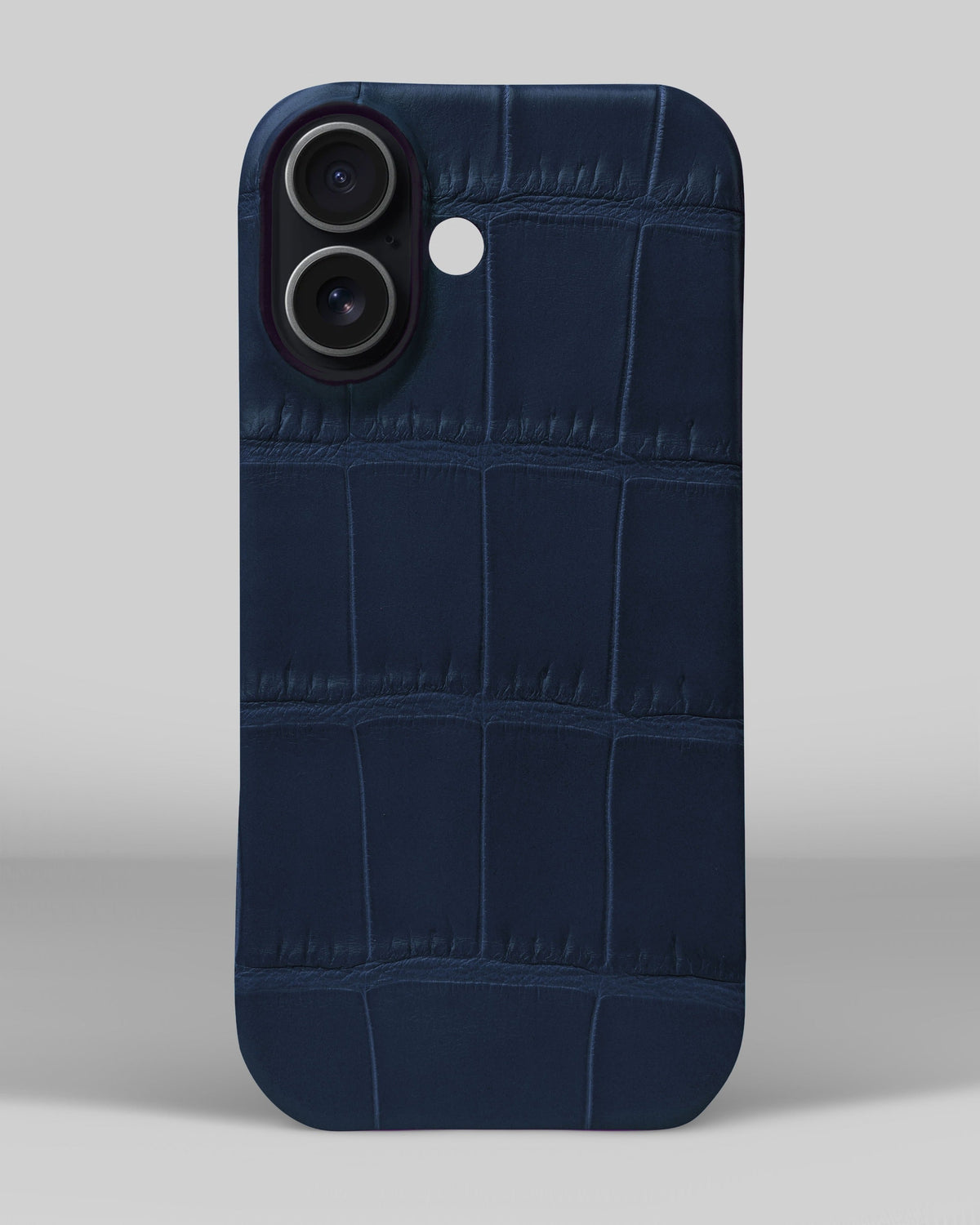 Navy Blue Crocodile Leather Full-Wrap Case for iPhone 17
