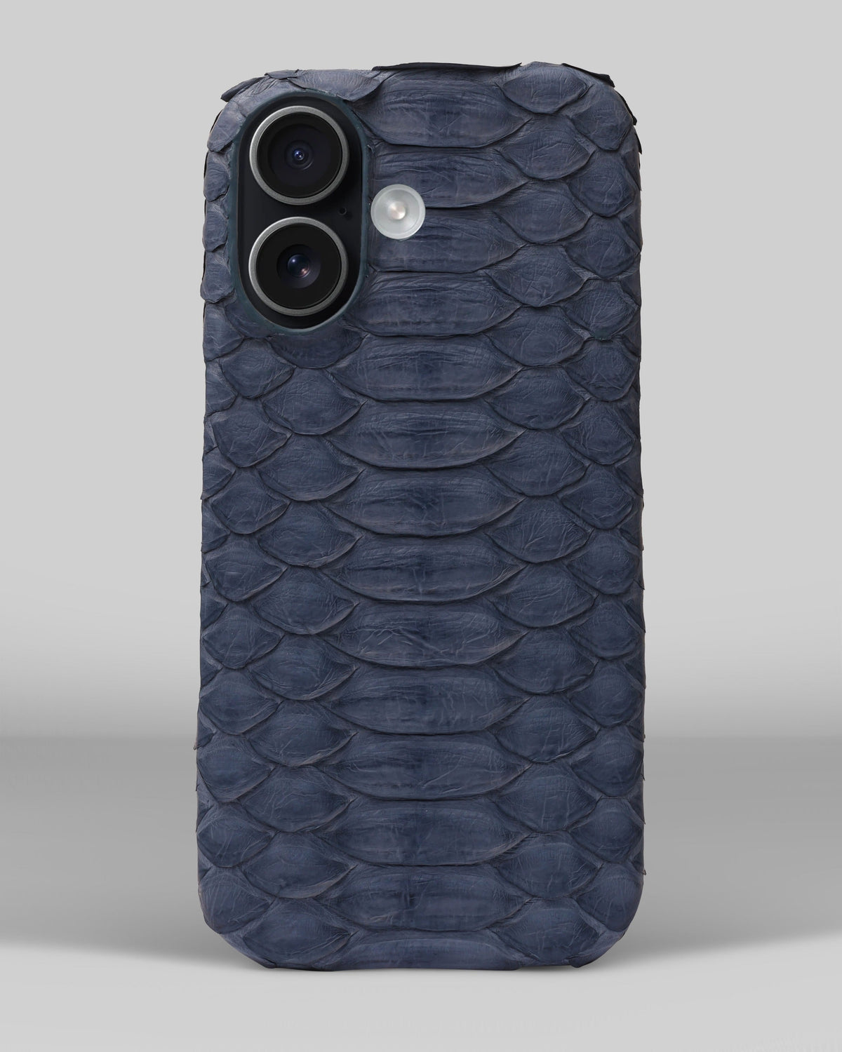 Blue-Gray Python Leather Full-Wrap Case for iPhone 17