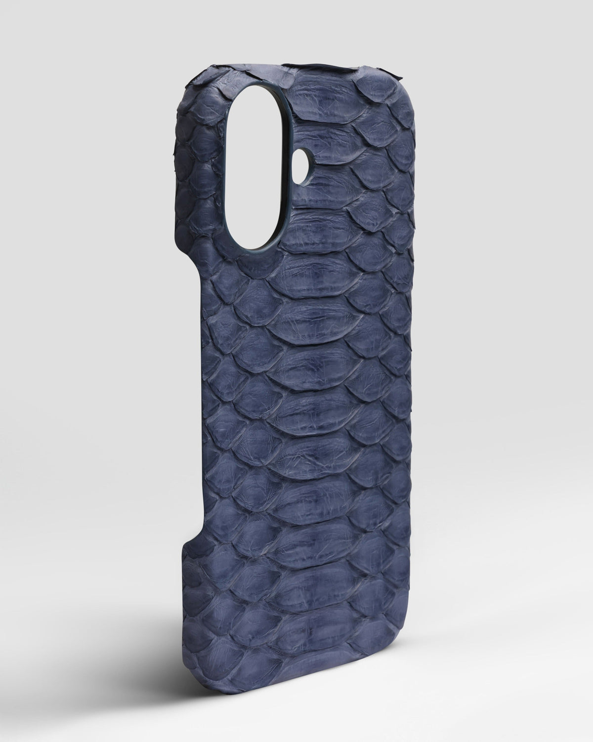 Blue-Gray Python Leather Full-Wrap Case for iPhone 17