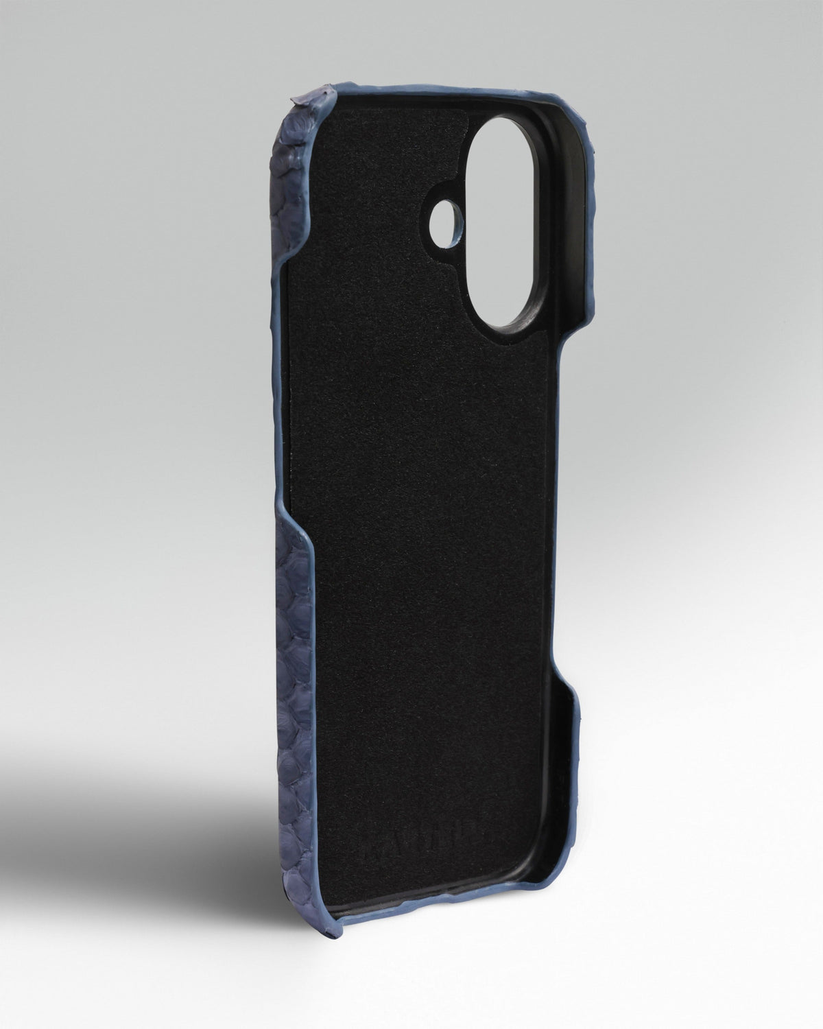 Blue-Gray Python Leather Full-Wrap Case for iPhone 17