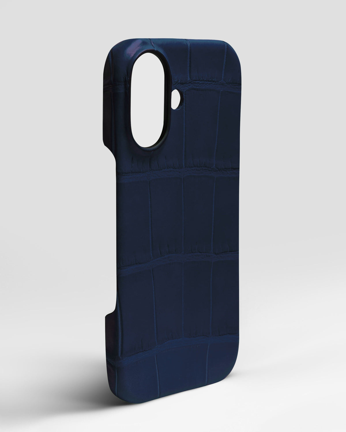 Navy Blue Crocodile Leather Full-Wrap Case for iPhone 17