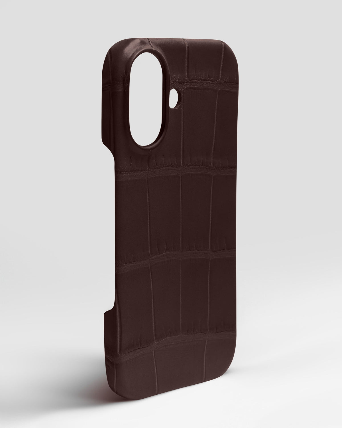Dark Brown Crocodile Leather Full-Wrap Case for iPhone 17