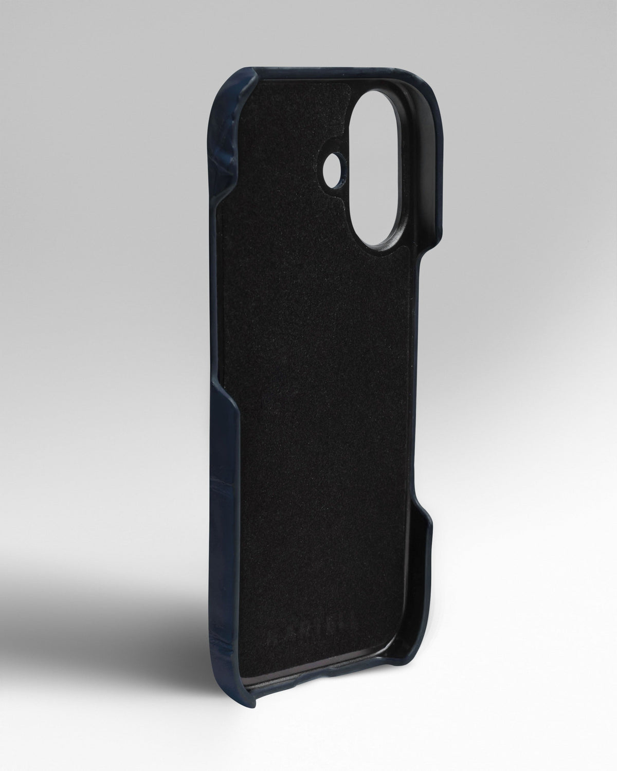 Navy Blue Crocodile Leather Full-Wrap Case for iPhone 17
