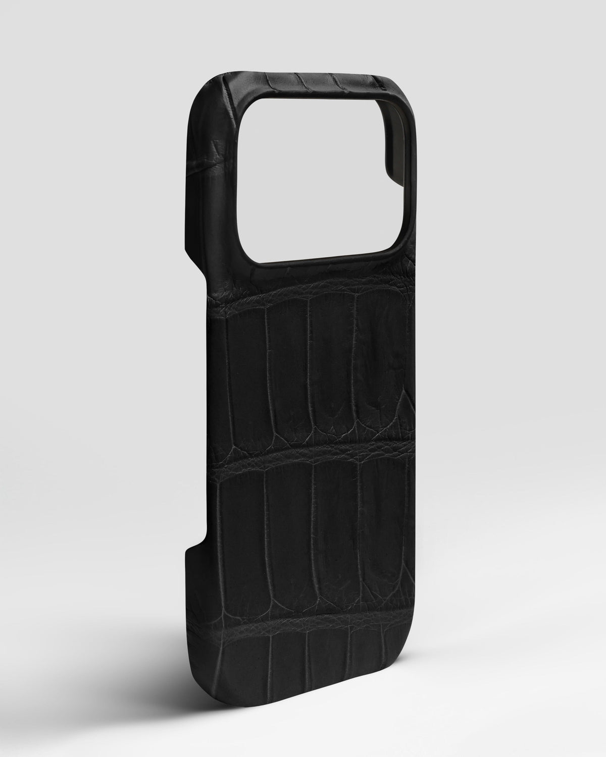 Black Crocodile Leather Full-Wrap Case for iPhone 17 Pro