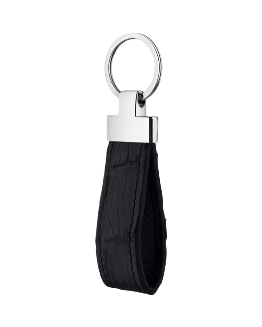 Black Crocodile Leather Keychain