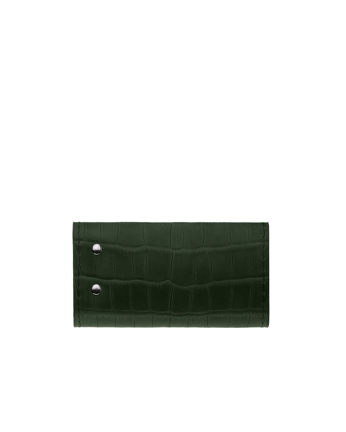 Green Crocodile-Embossed Leather Key Holder